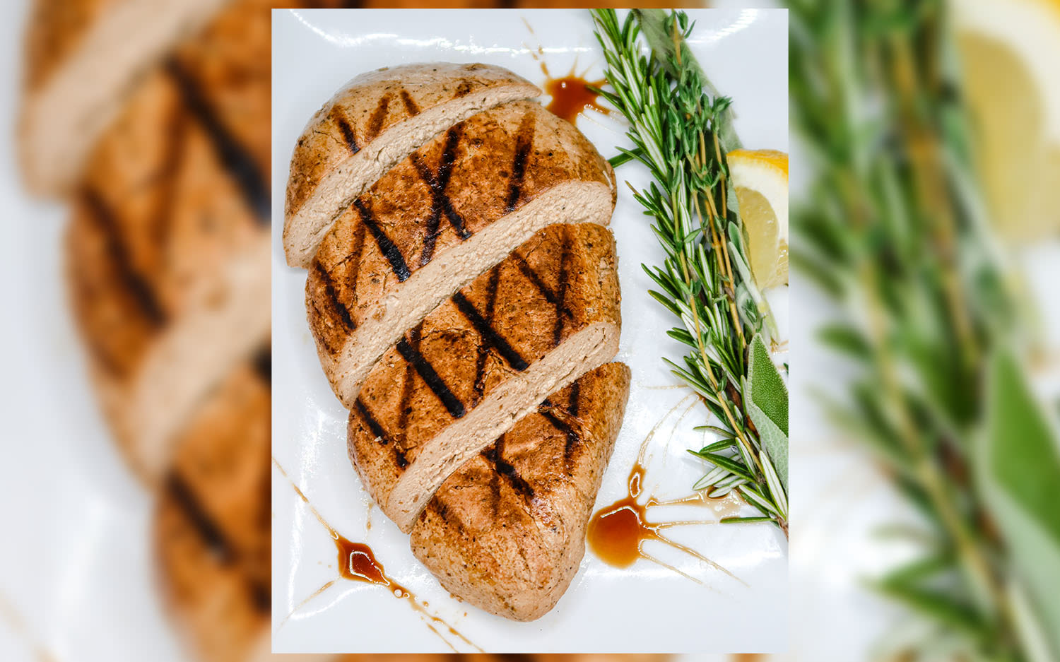 Animal-free "chicken" cutlet made from The Better Meat Co.'s Rhiza mycoprotein.