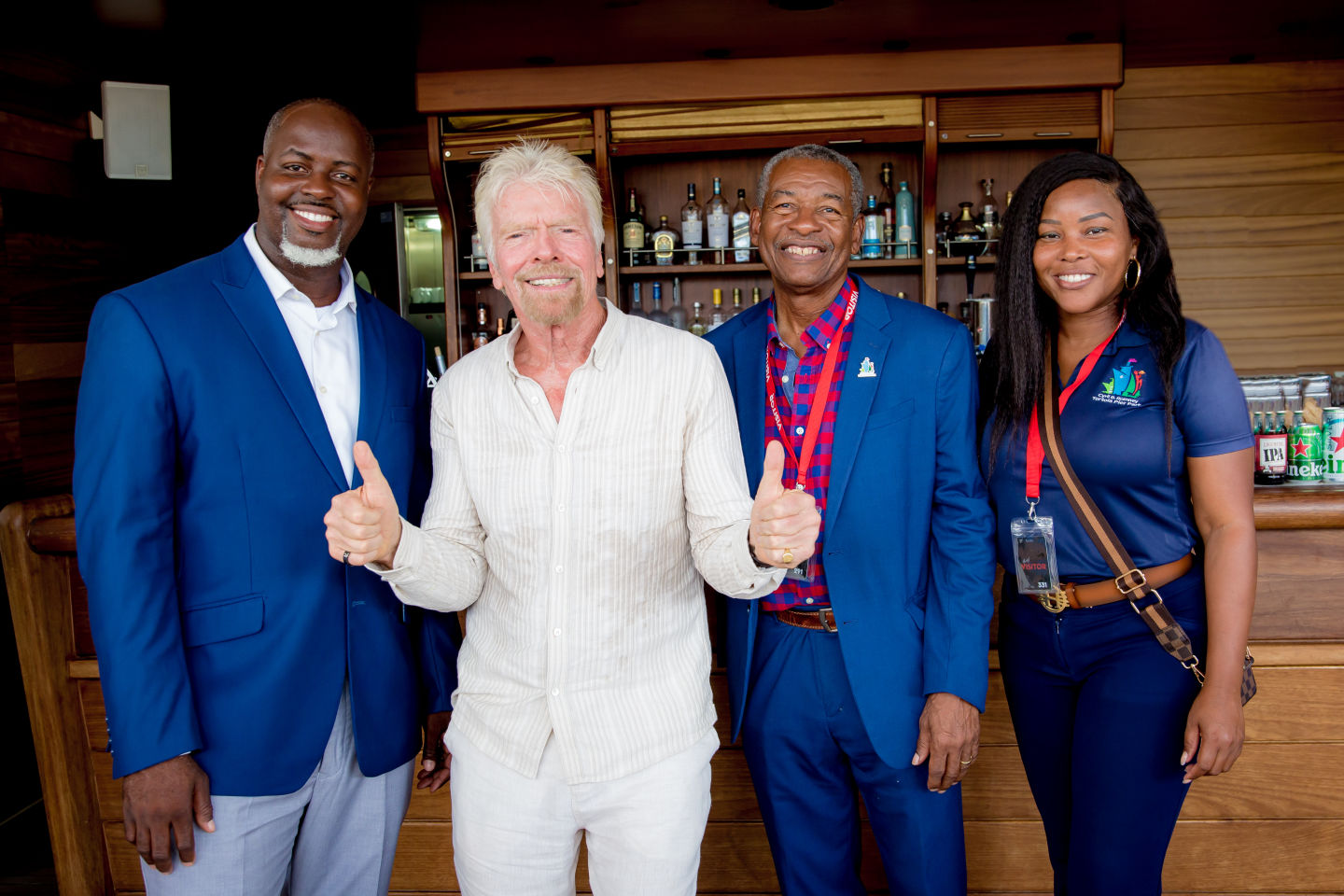 Richard Branson welcomes Valiant Lady in the BVI for the first time