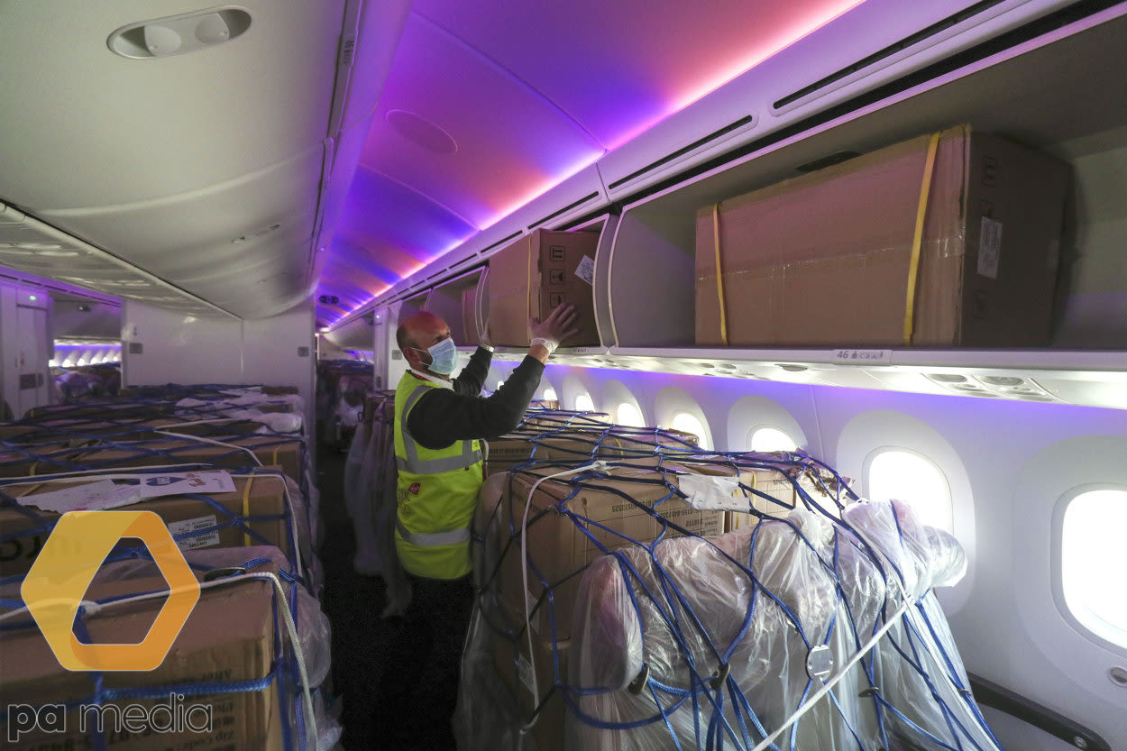 Virgin Atlantic crew on the cargo flight bringing PPE into the UK