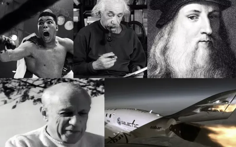 Black and White. A collage of famous people with dyslexia