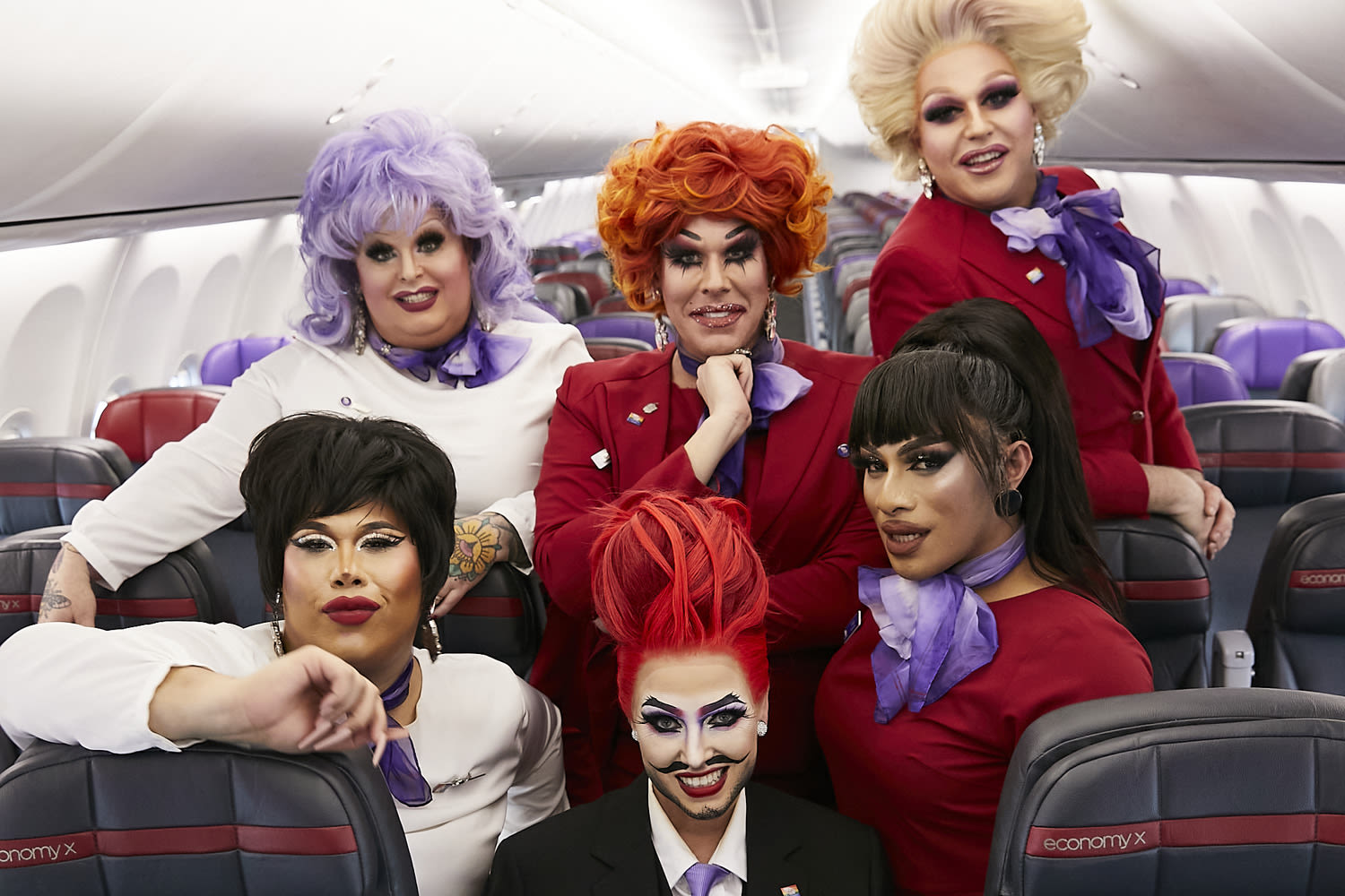Drag queens on Virgin Australia's plane