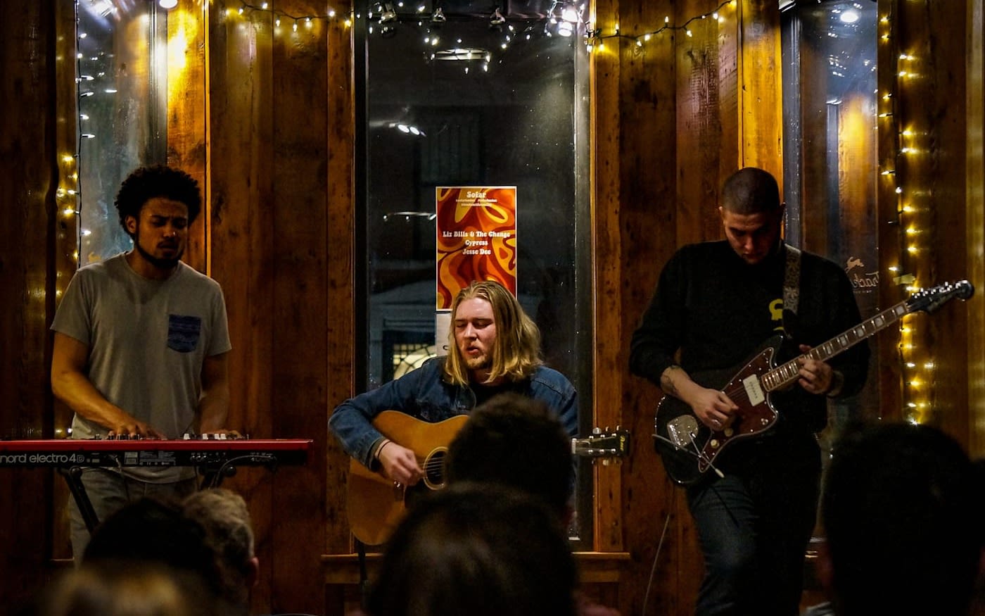 The band Cypress Boston playing to a crowd