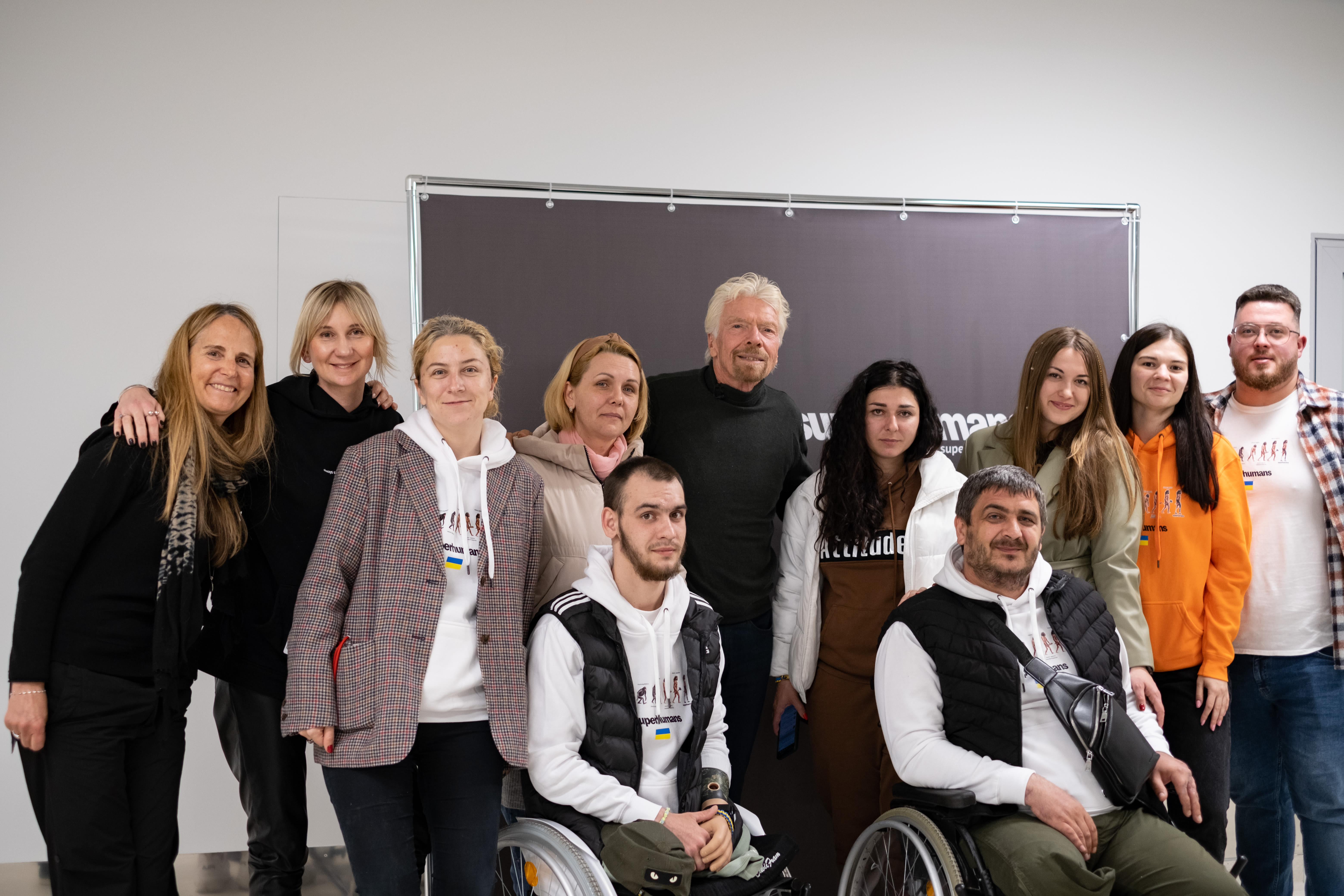 Richard Branson in Ukraine with the Superhumans team