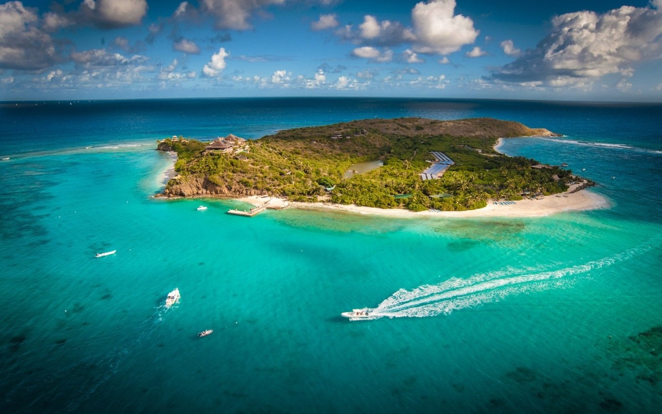An aerial view of Necker Island