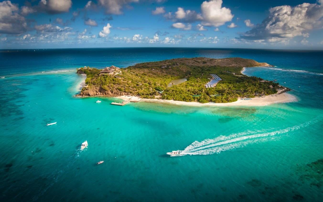 An aerial view of Necker Island