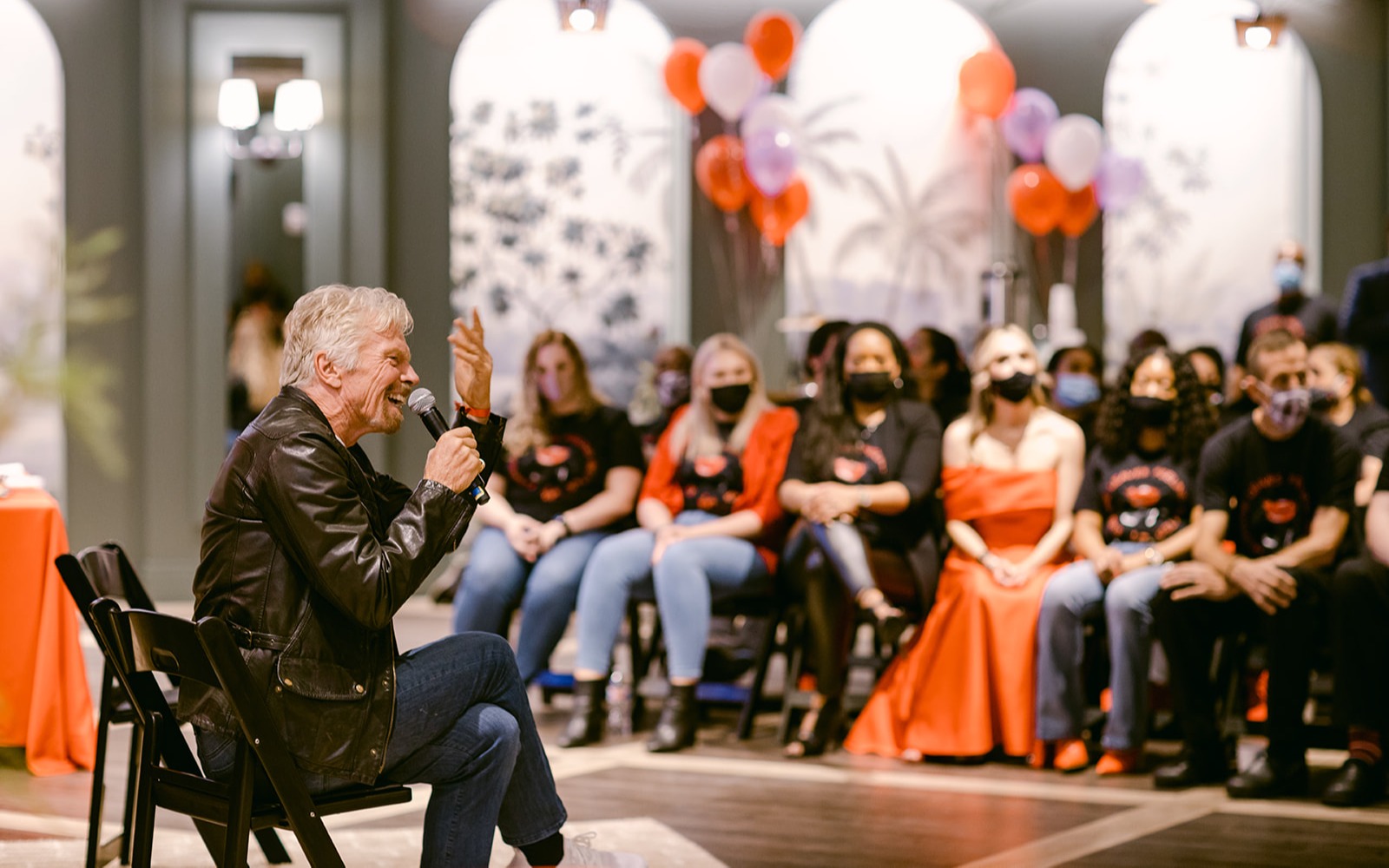 Richard Branson speaking at the opening of Virgin Hotels New Orleans 