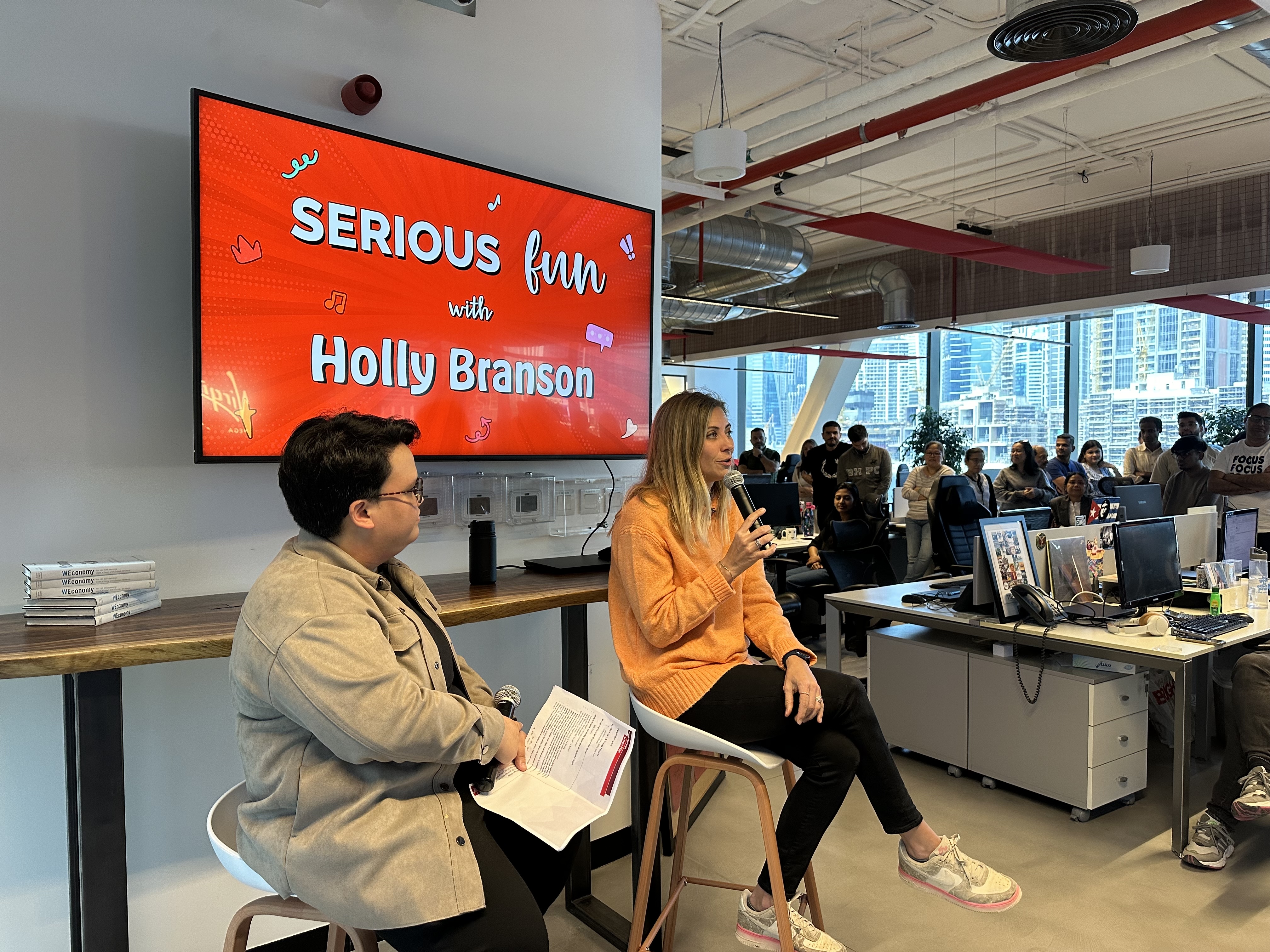 Holly Branson doing a Q&A with Virgin Megastore Dubai