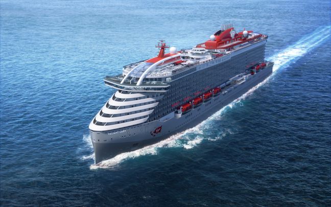 A render of Virgin Voyages' ship Valiant Lady