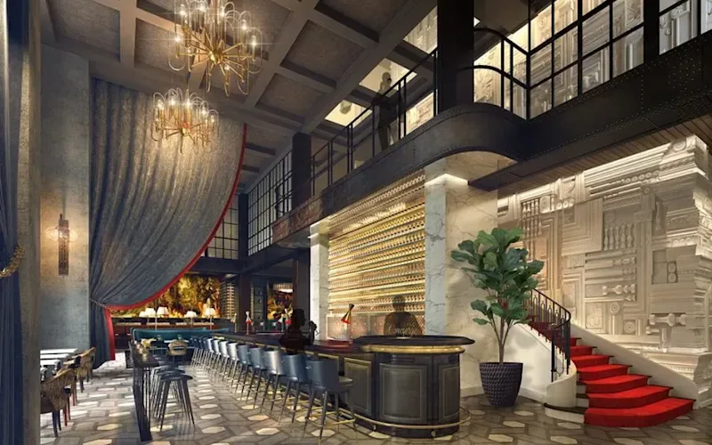 Render of the Commons Club at Virgin Hotels San Francisco