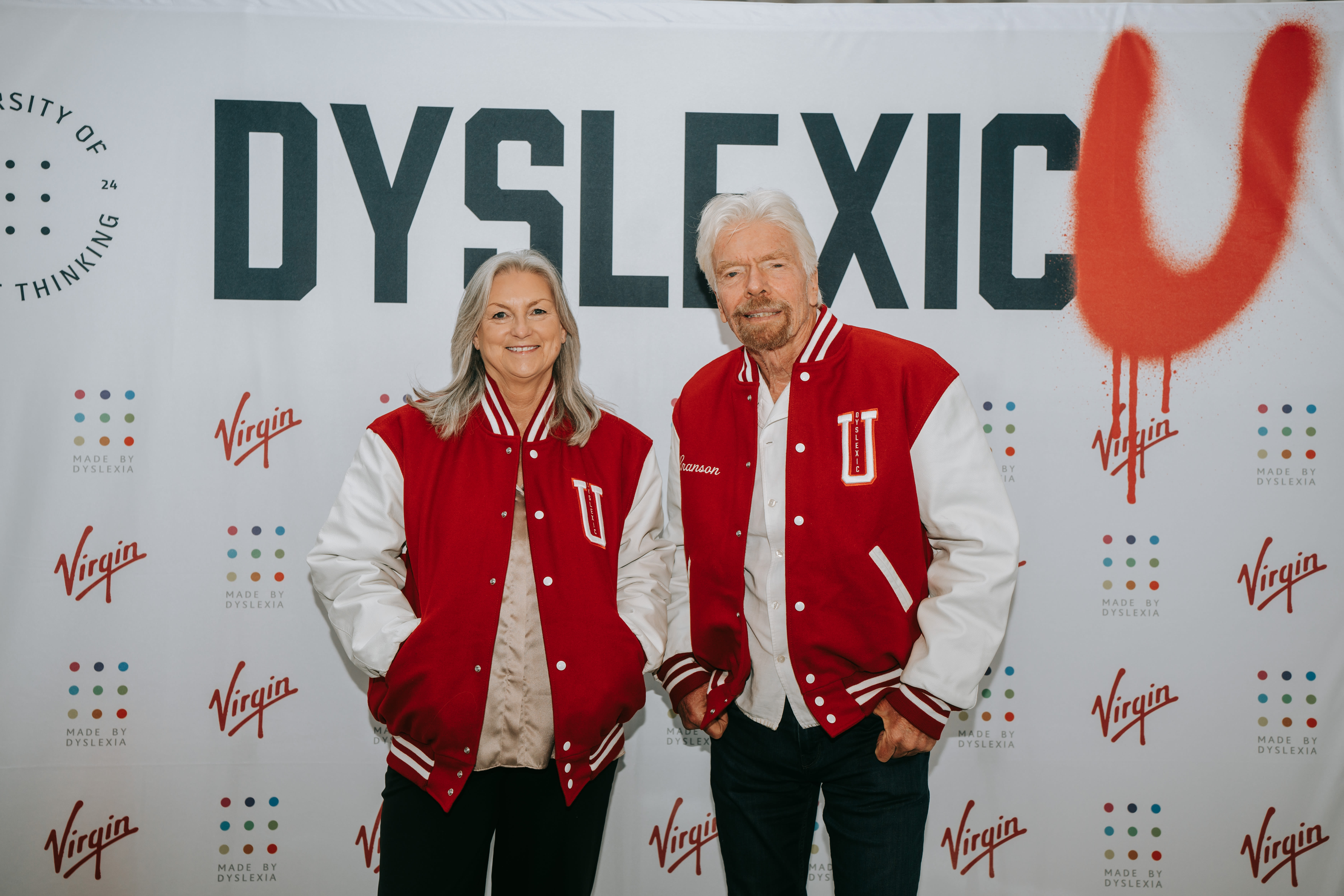 Richard Branson and Made By Dyslexia CEO Kate Griggs at the launch of DyslexicU