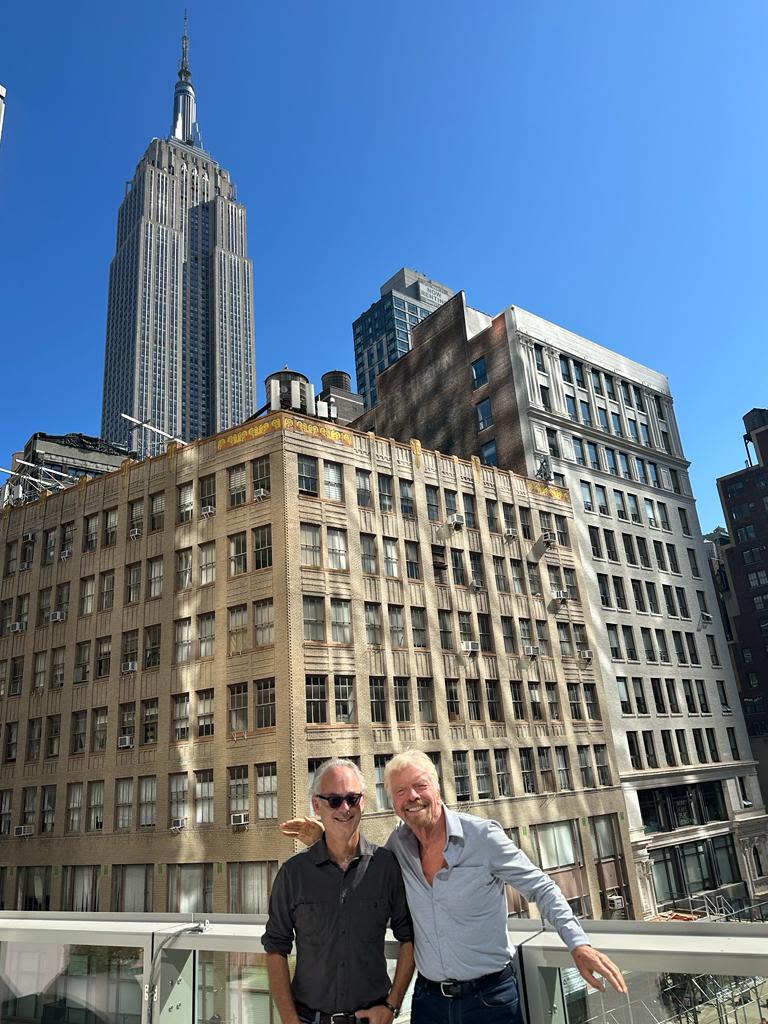 Richard Branson and Amor Towles in New York City