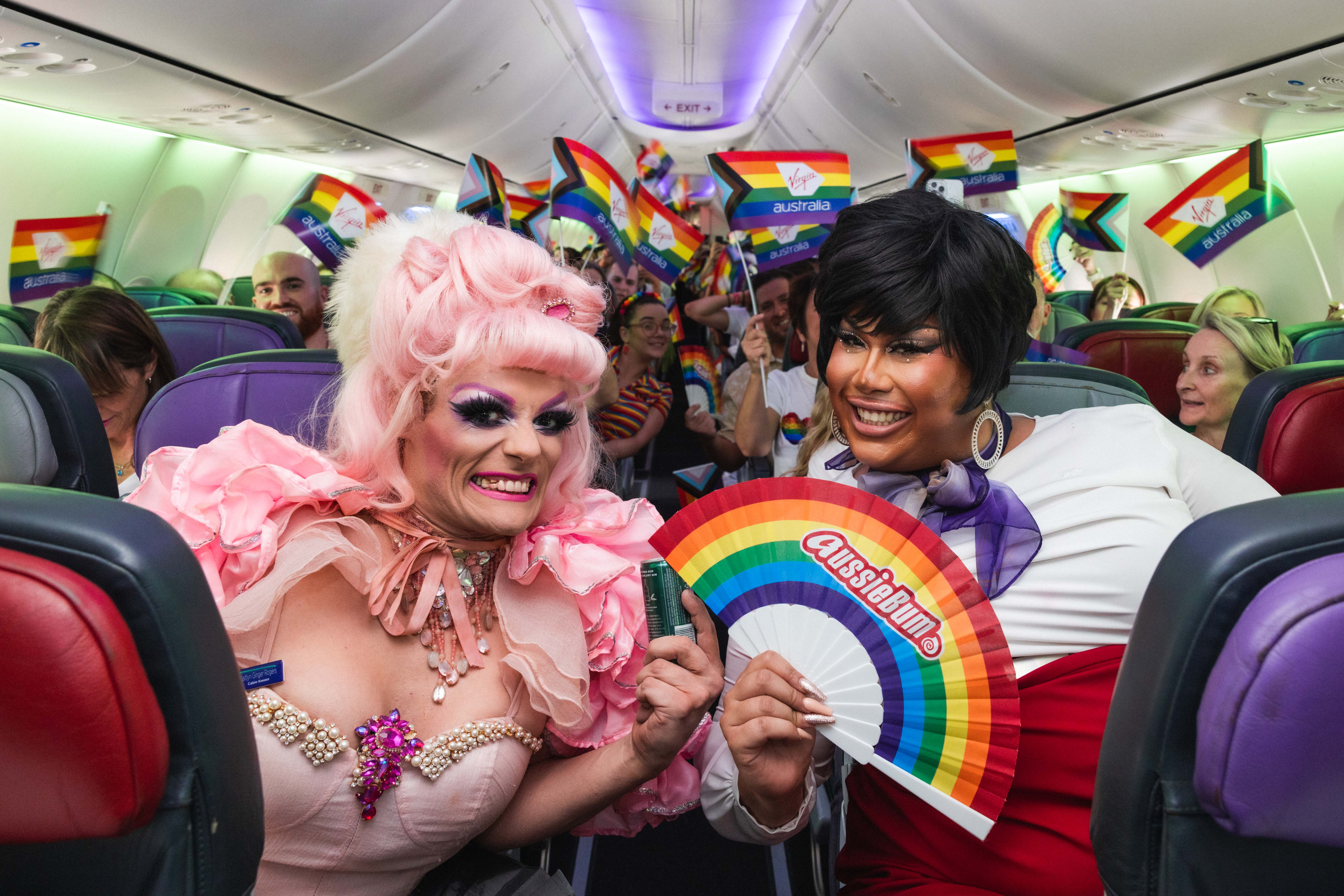 People onboard one of Virgin Australia's Pride Flights