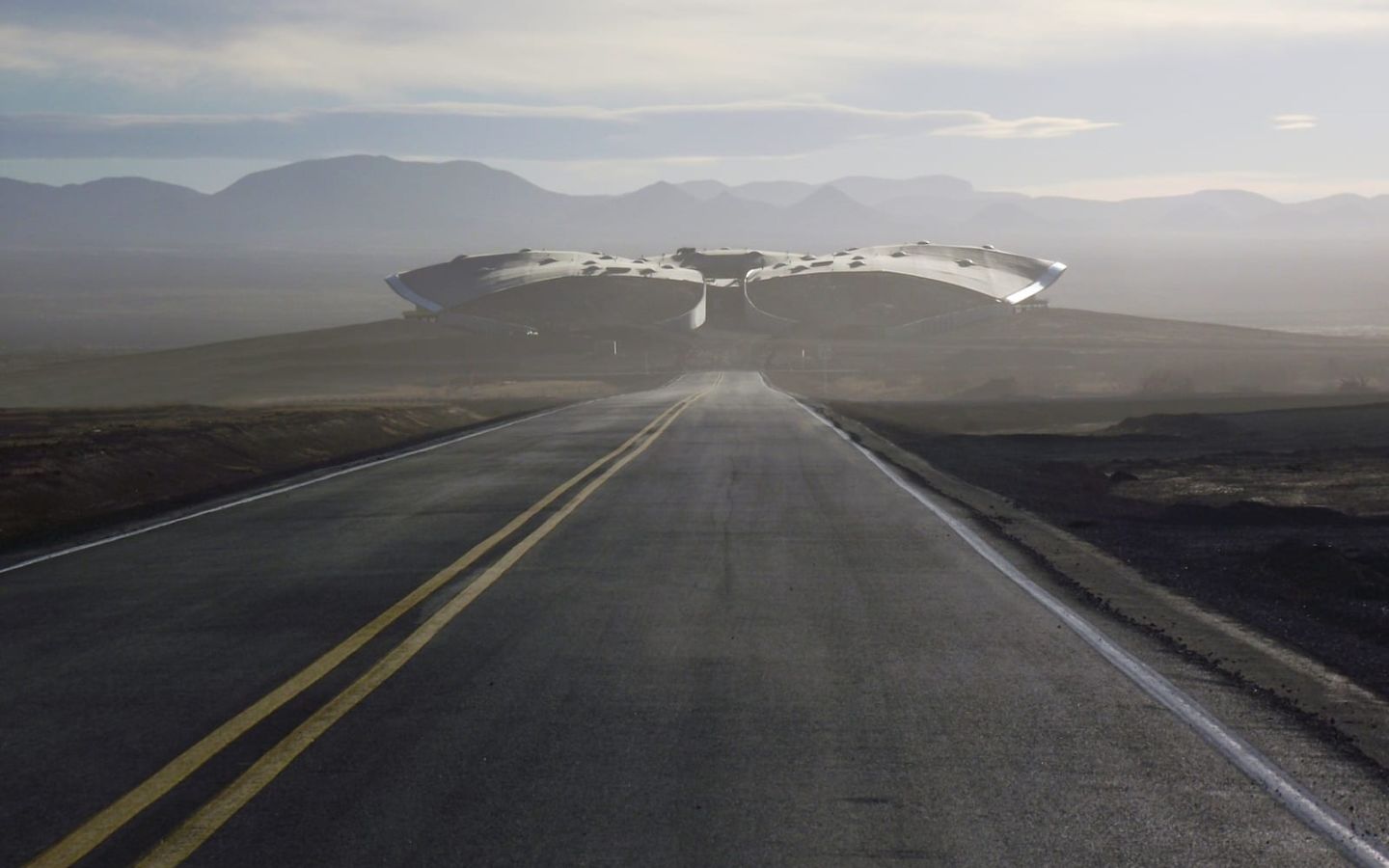 View of Spaceport America from down the runway