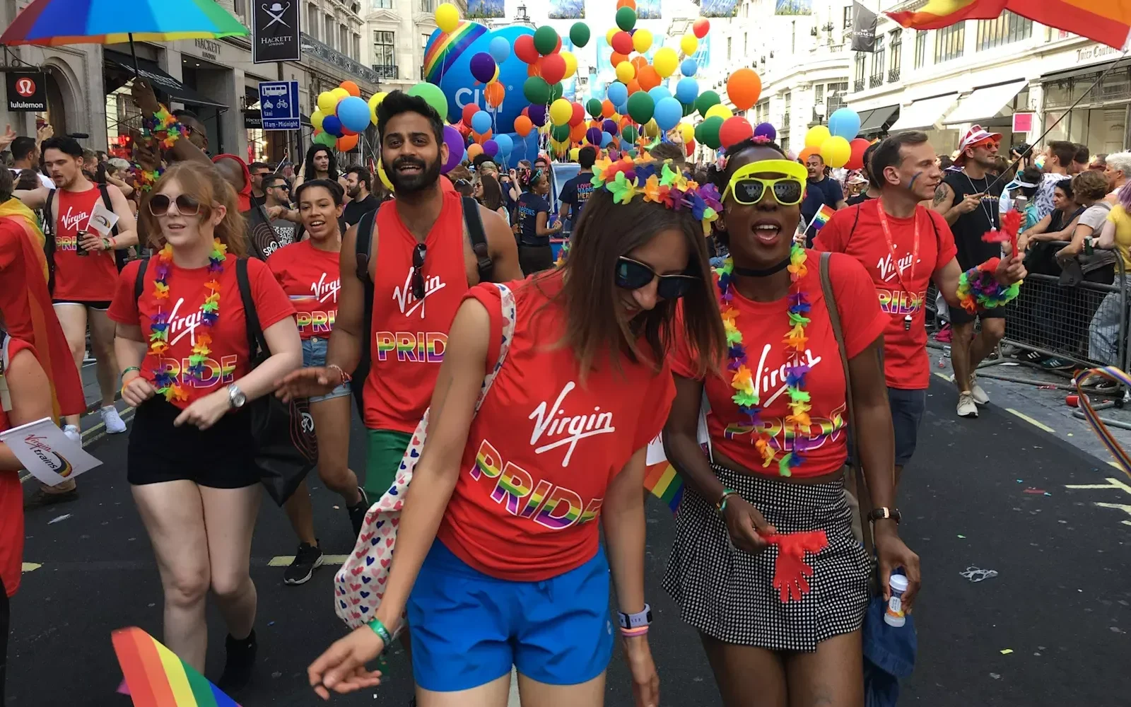 Virgin employees enjoying the Virgin Pride parade