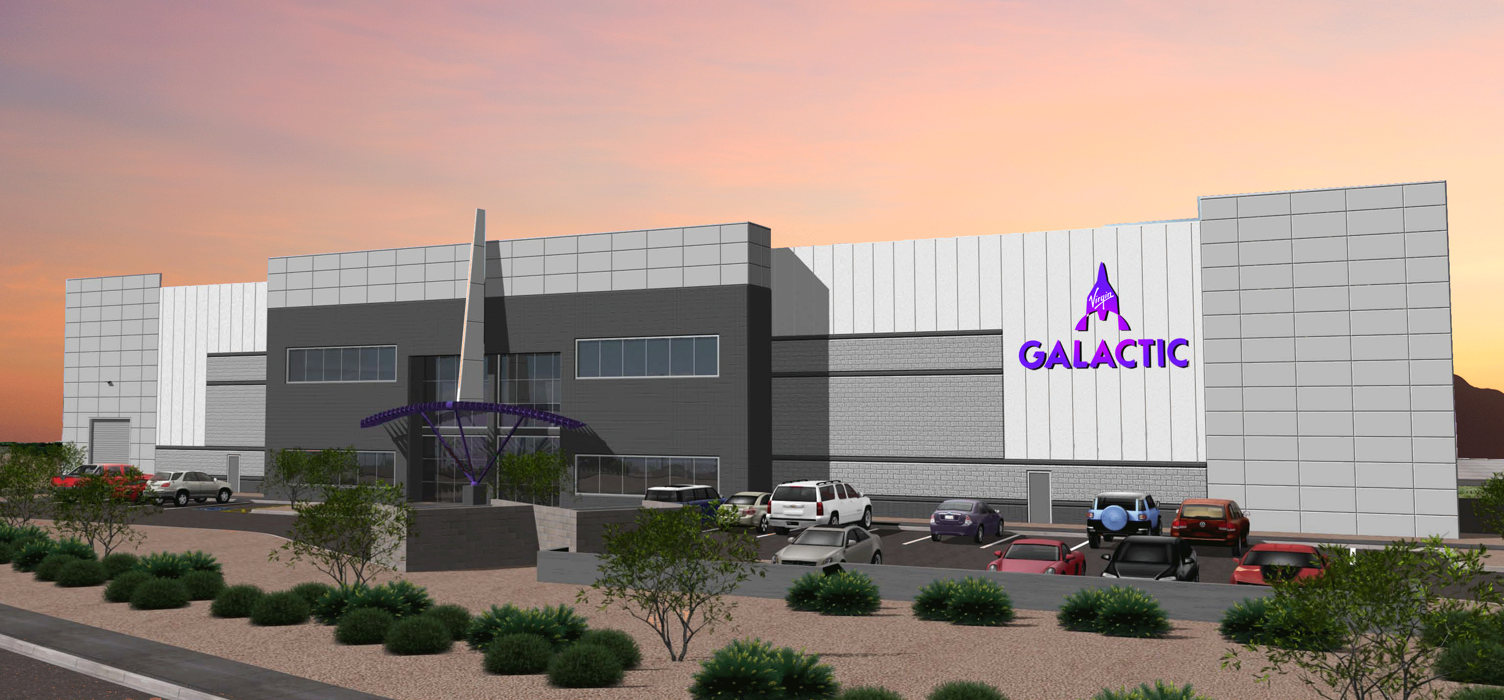 CGI image of what the Virgin Galactic spaceship factory in Mesa will look like