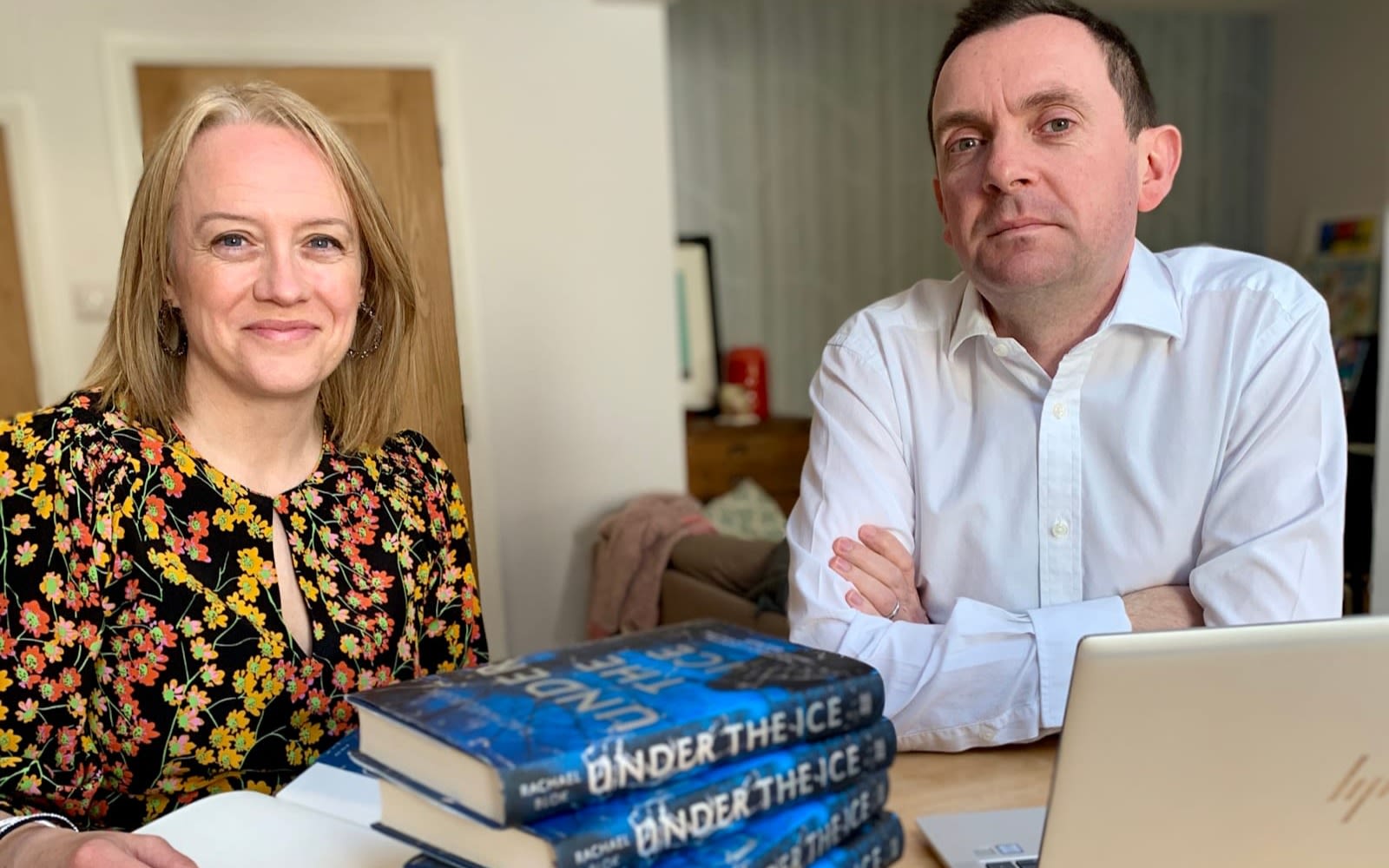 Rachael and Rob Blok with her novel Under the Ice