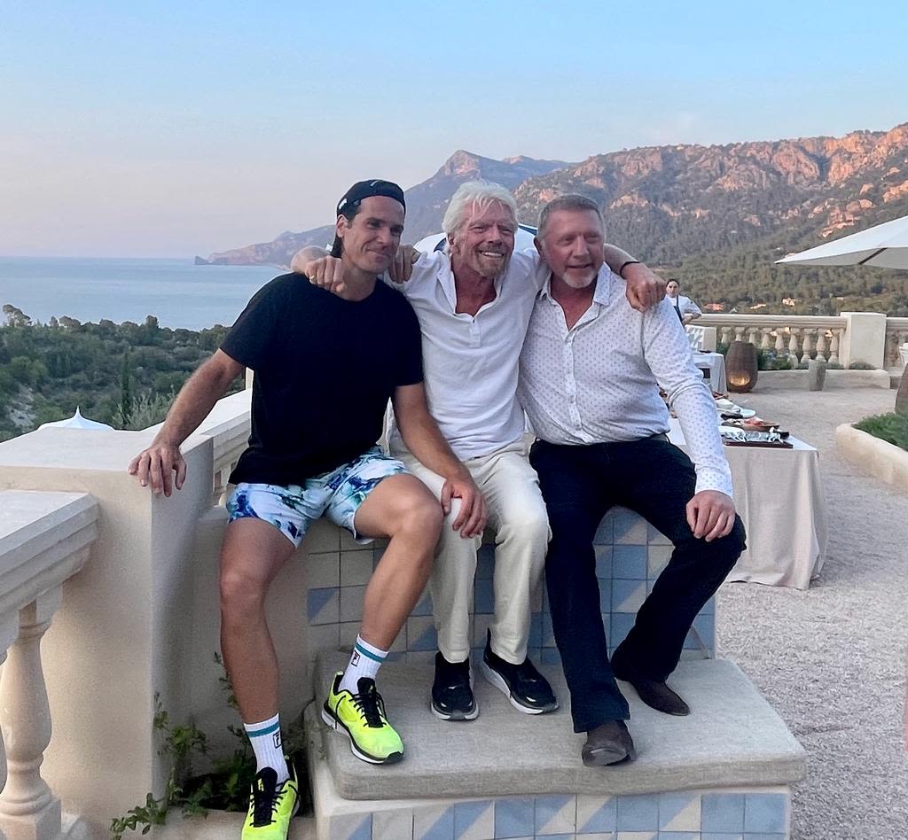 Richard Branson with Tommy Haas and Boris Becker in Son Bunyola