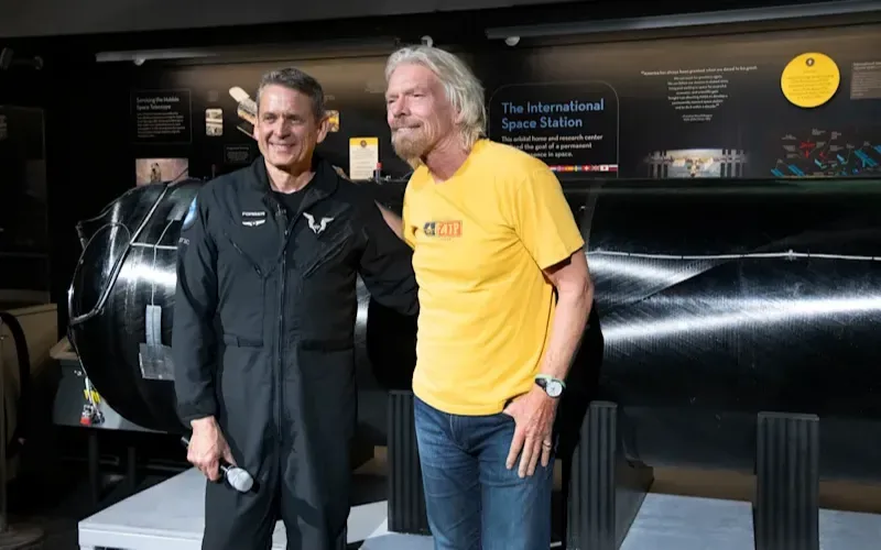 Virgin Galactic pilot Mark ‘Forger’ Stucky and Richard Branson