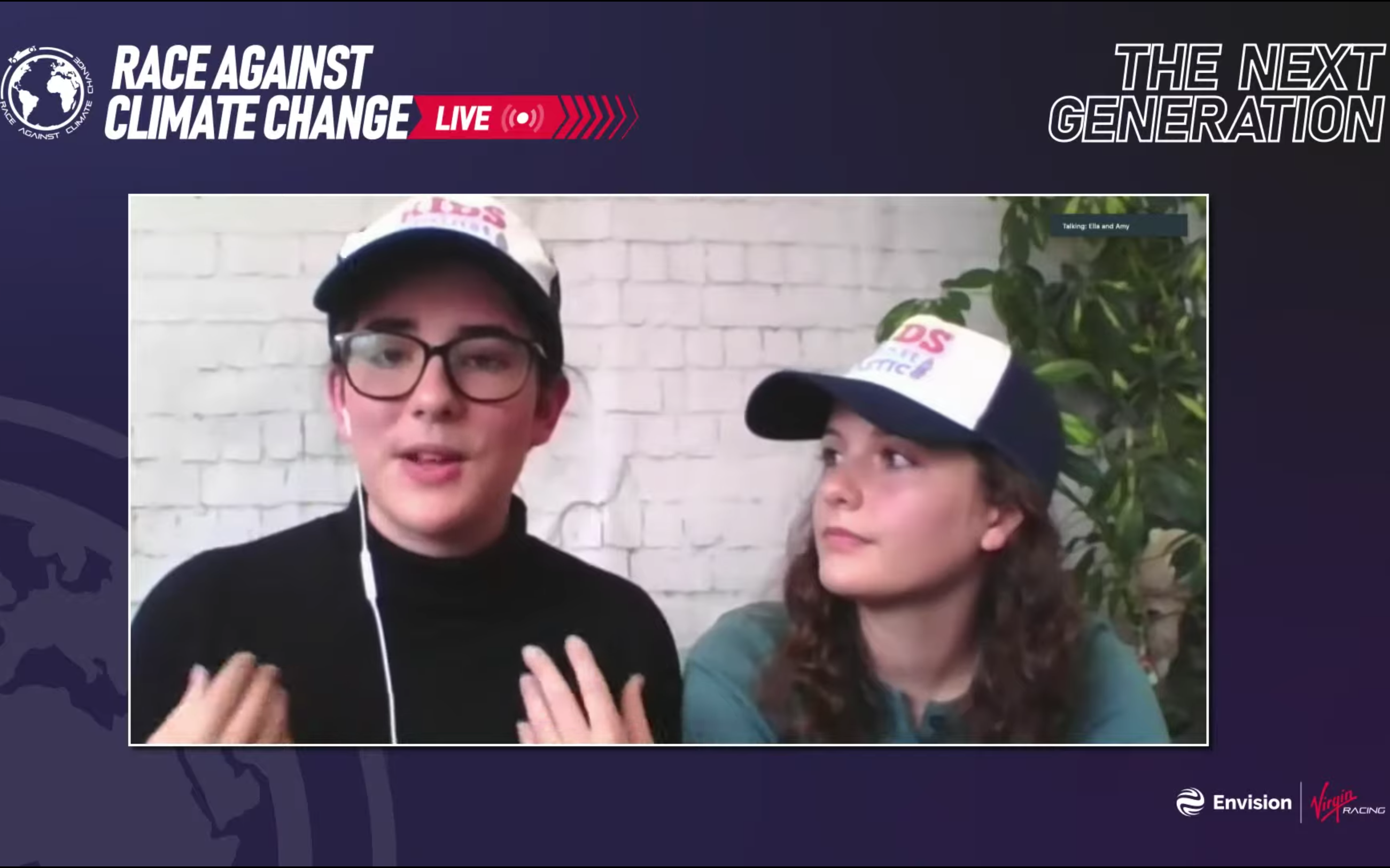 Amy and Ella Meek during the Envision Virgin Racing youth activists panel