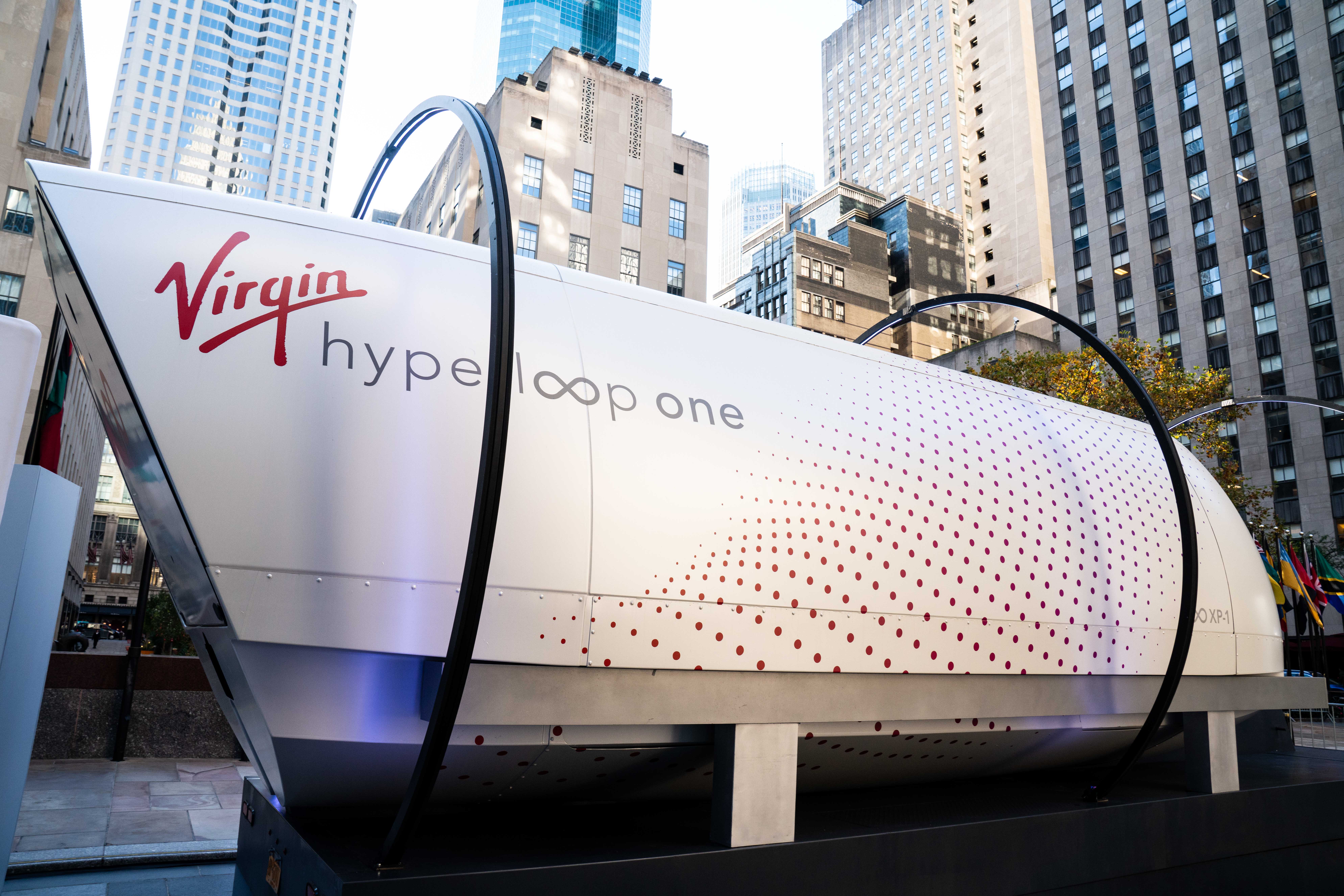 Virgin Hyperloop pod on display in New York