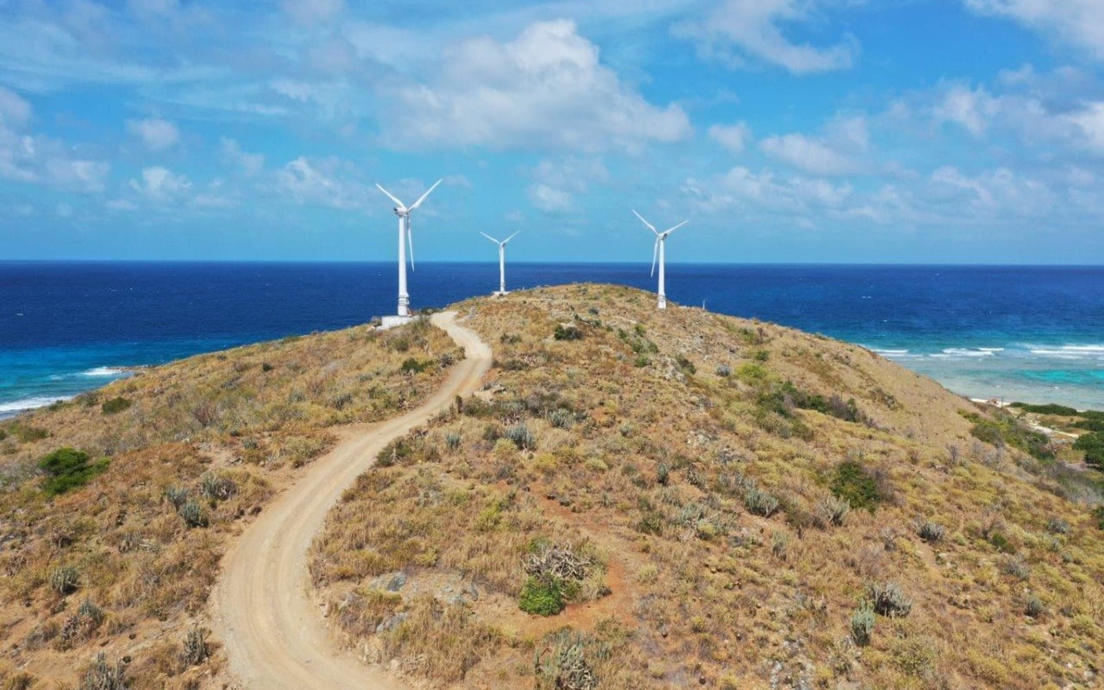 Wind turbines on Necker Island