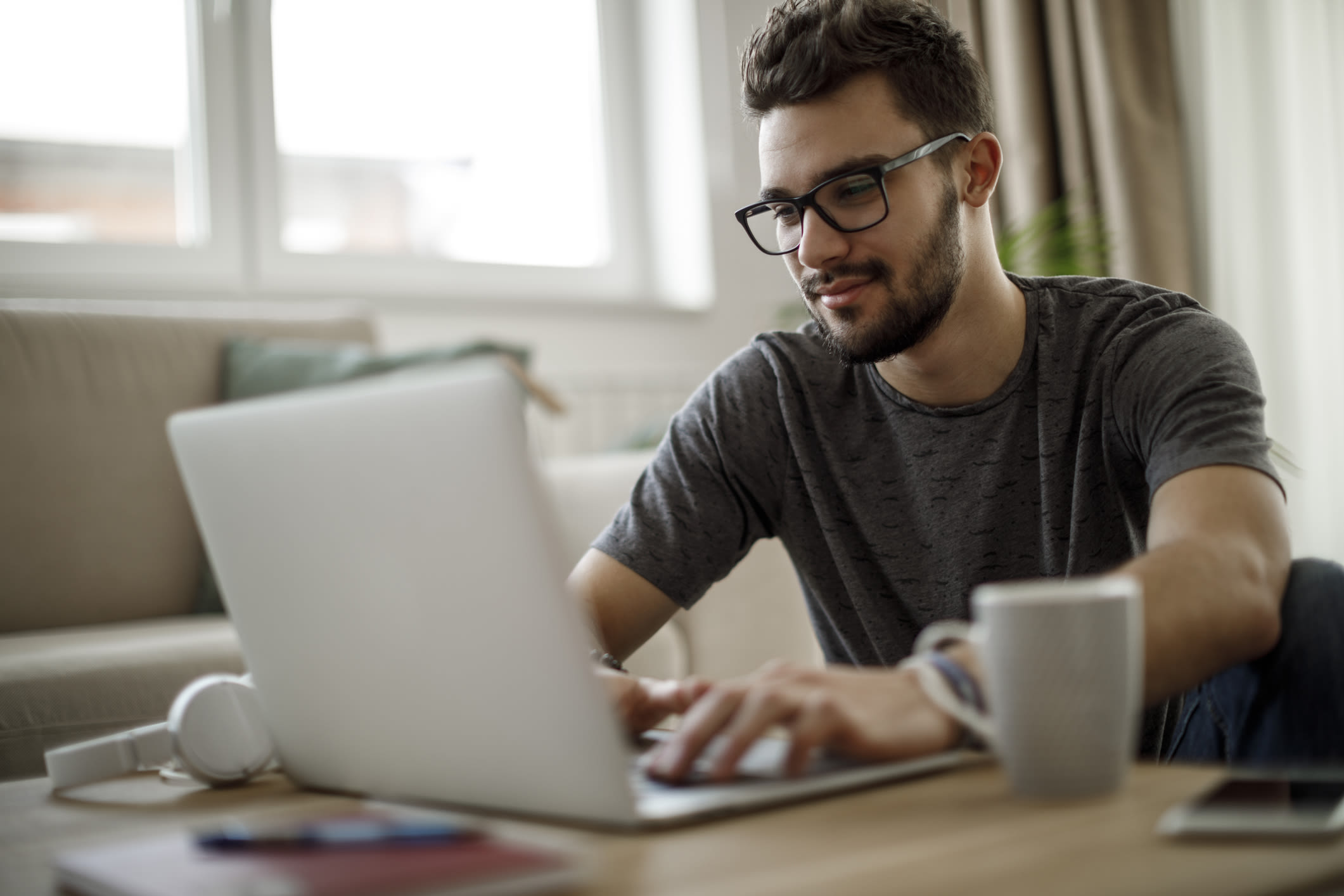 A man using a laptop