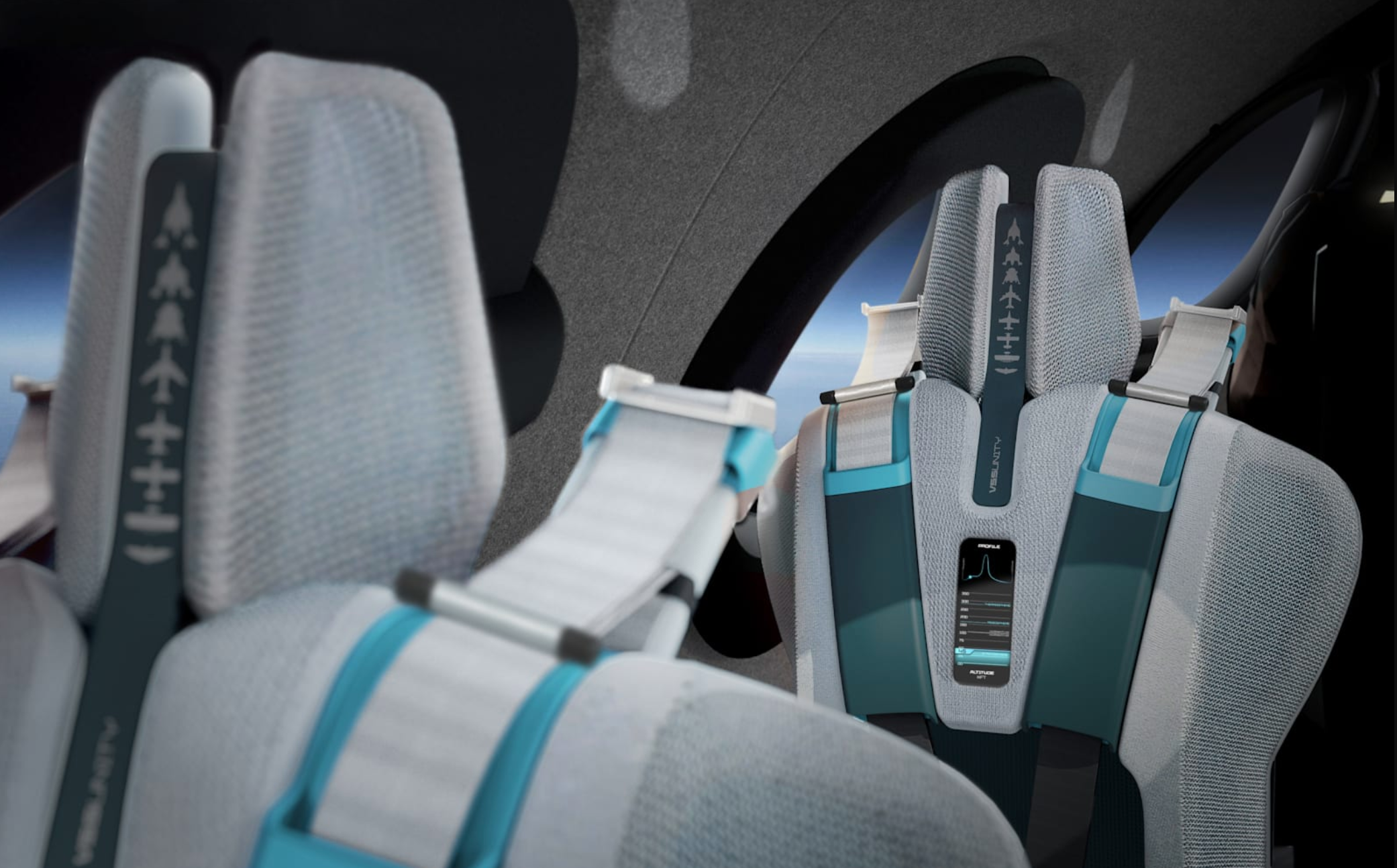 Photo of Virgin Galactic's interior spaceship cabin seats