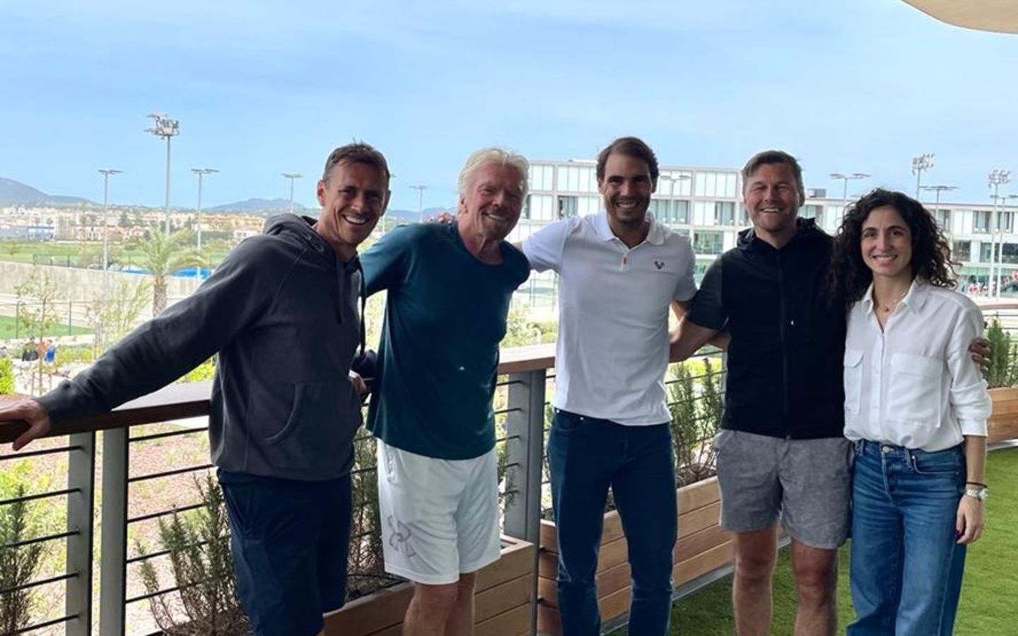 Richard Branson with Rafael Nadal and friends in Mallorca