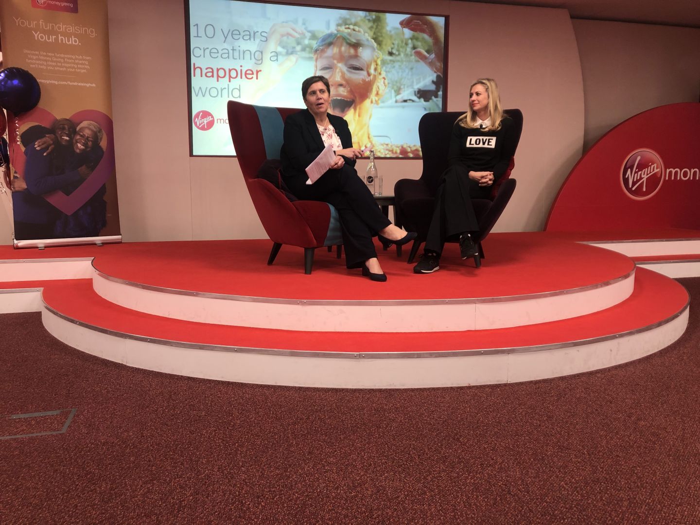 Holly Branson with Jo Barnett, managing director of Virgin Money Giving