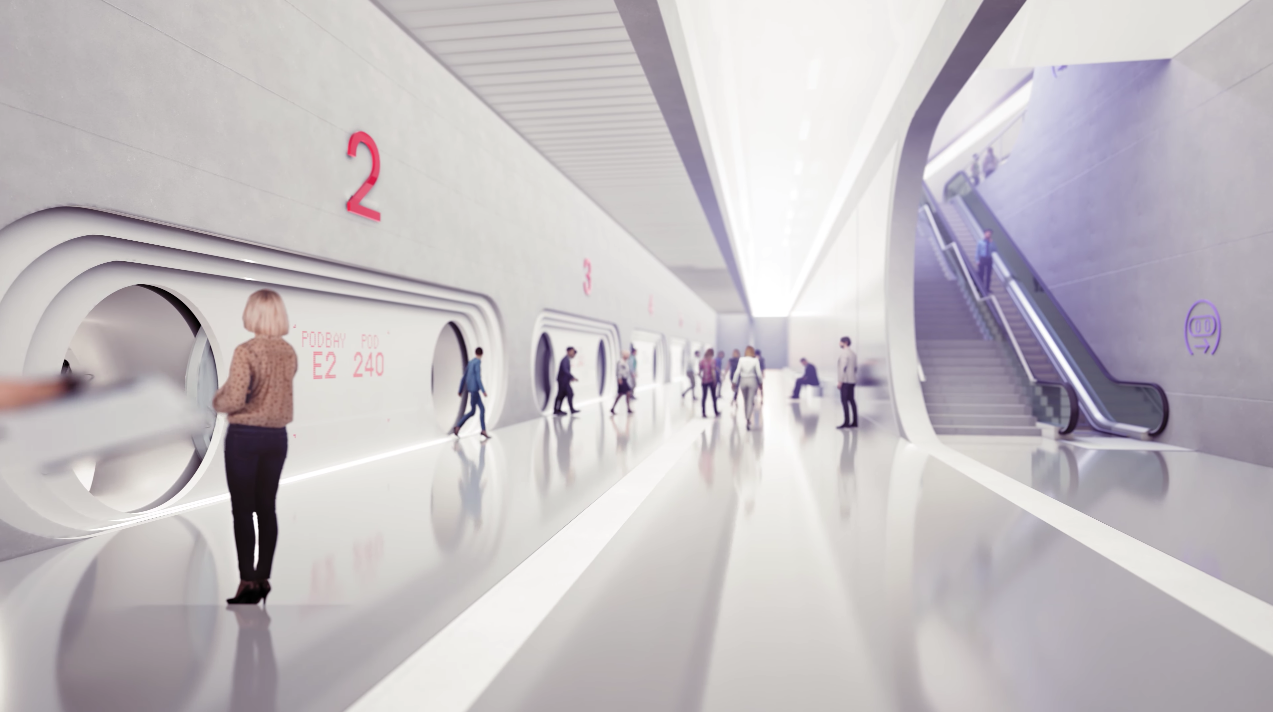 Rendering of a journey on Virgin Hyperloop