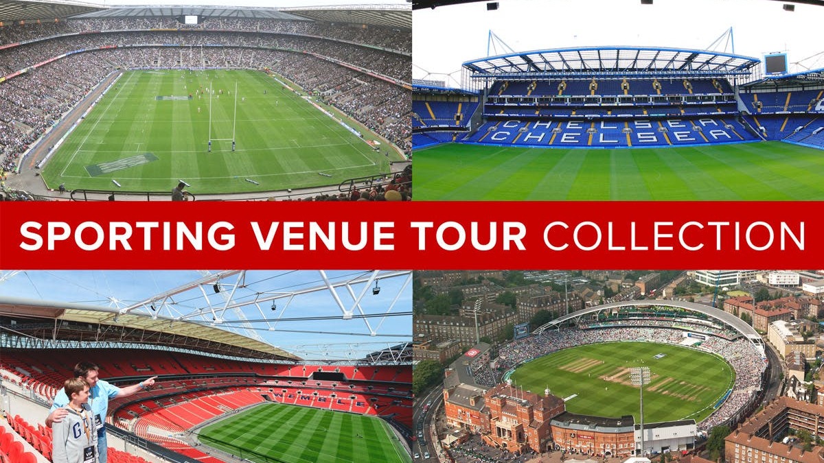Image of four stadiums with The Sporting Collection overlayed. 