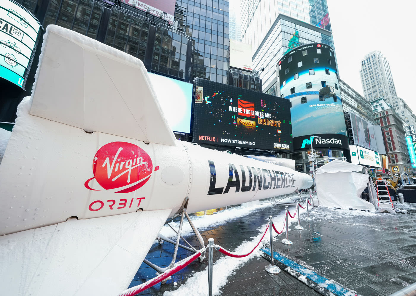 LauncherOne rocket in Times Square
