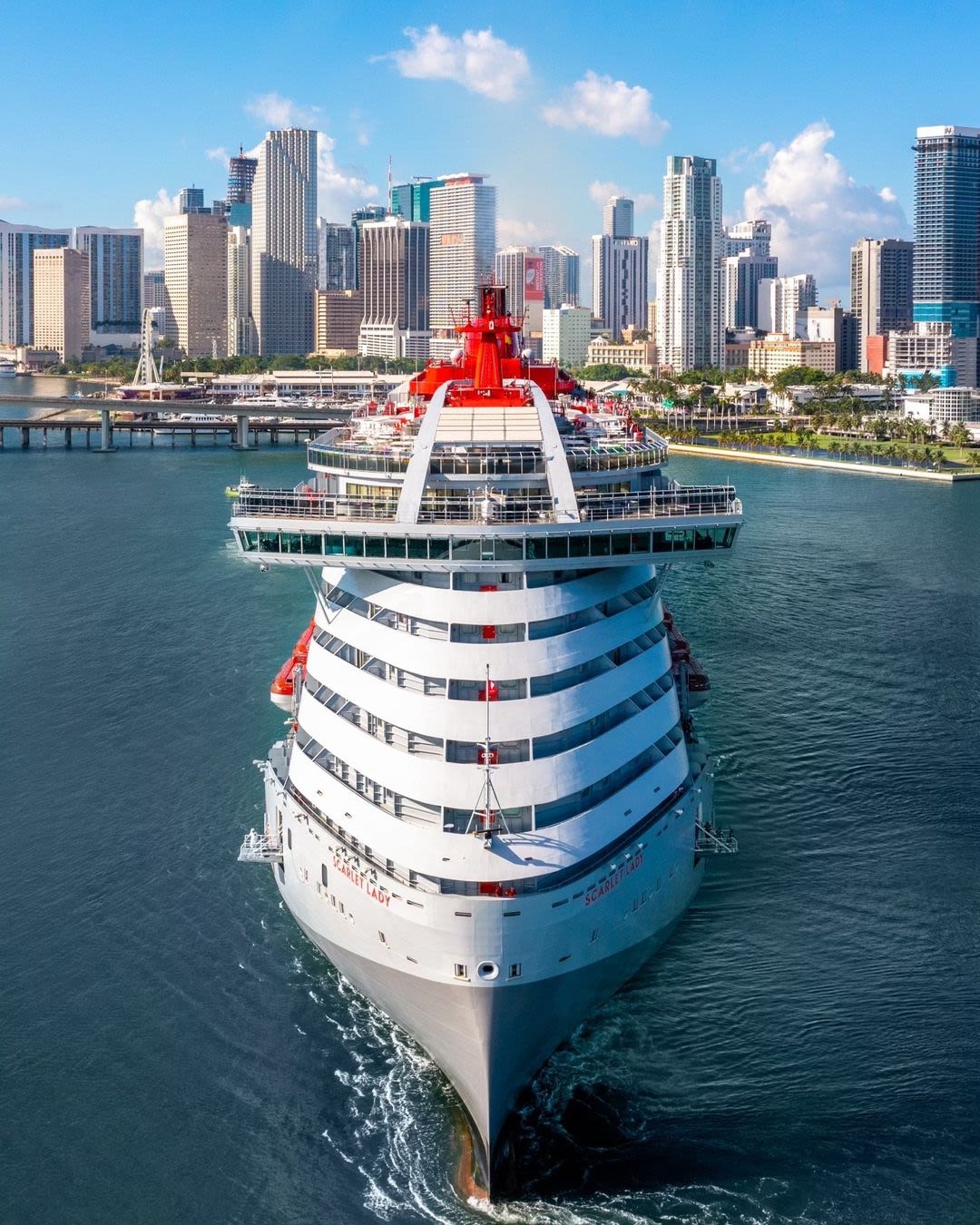 Virgin Voyages' Scarlet Lady sailing in Miami