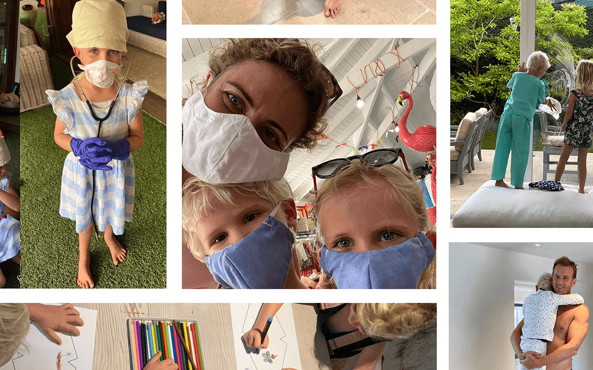 Holly Branson shares a selfie with her children - all wearing face masks