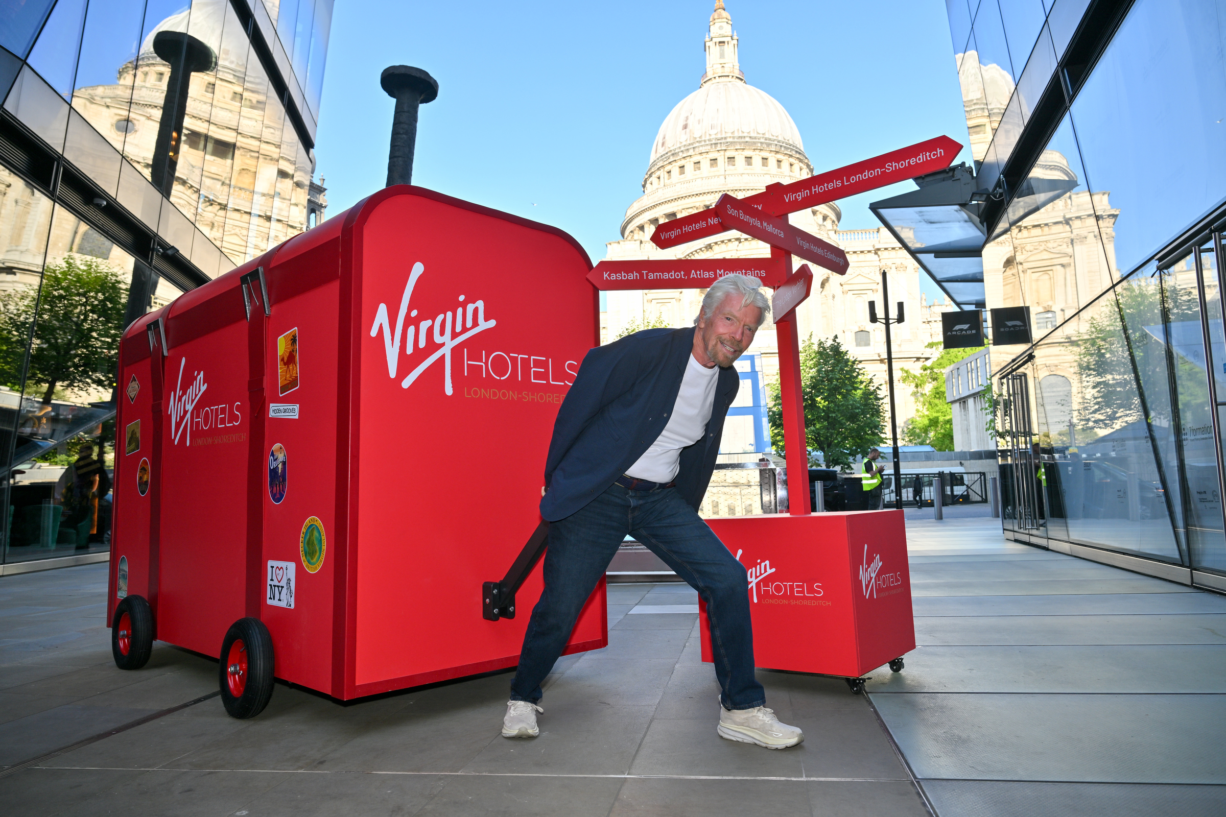 Virgin Hotels London Shoreditch trunk activation with Richard Branson