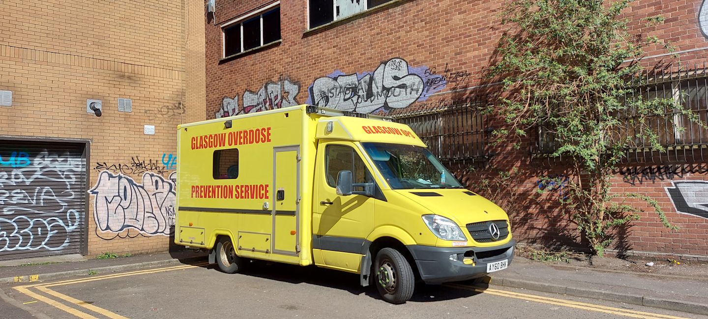 Peter Krykant's overdose prevention service van in Glasgow