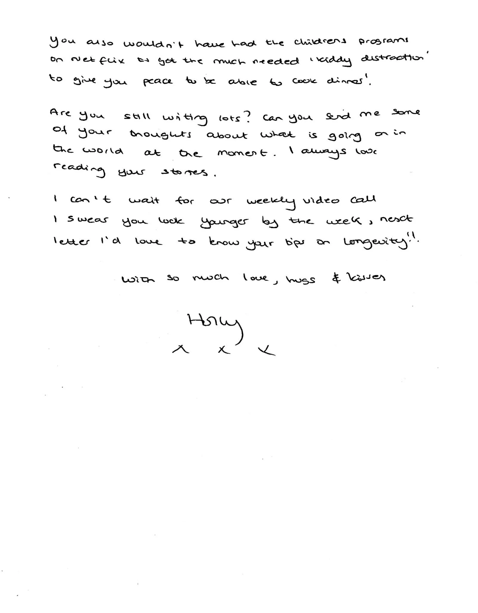 A handwritten letter from Holly Branson to Eve