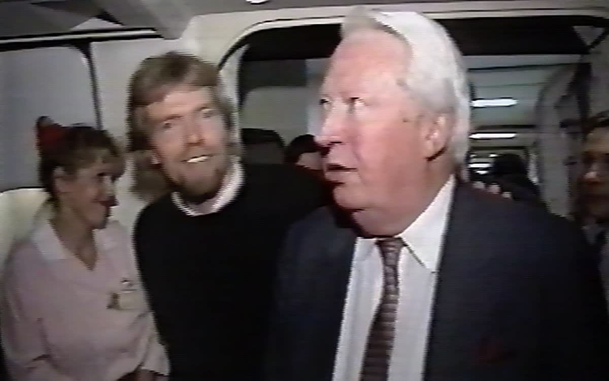 Richard Branson with former British Prime Minister Ted Heath during the Baghdad rescue mission