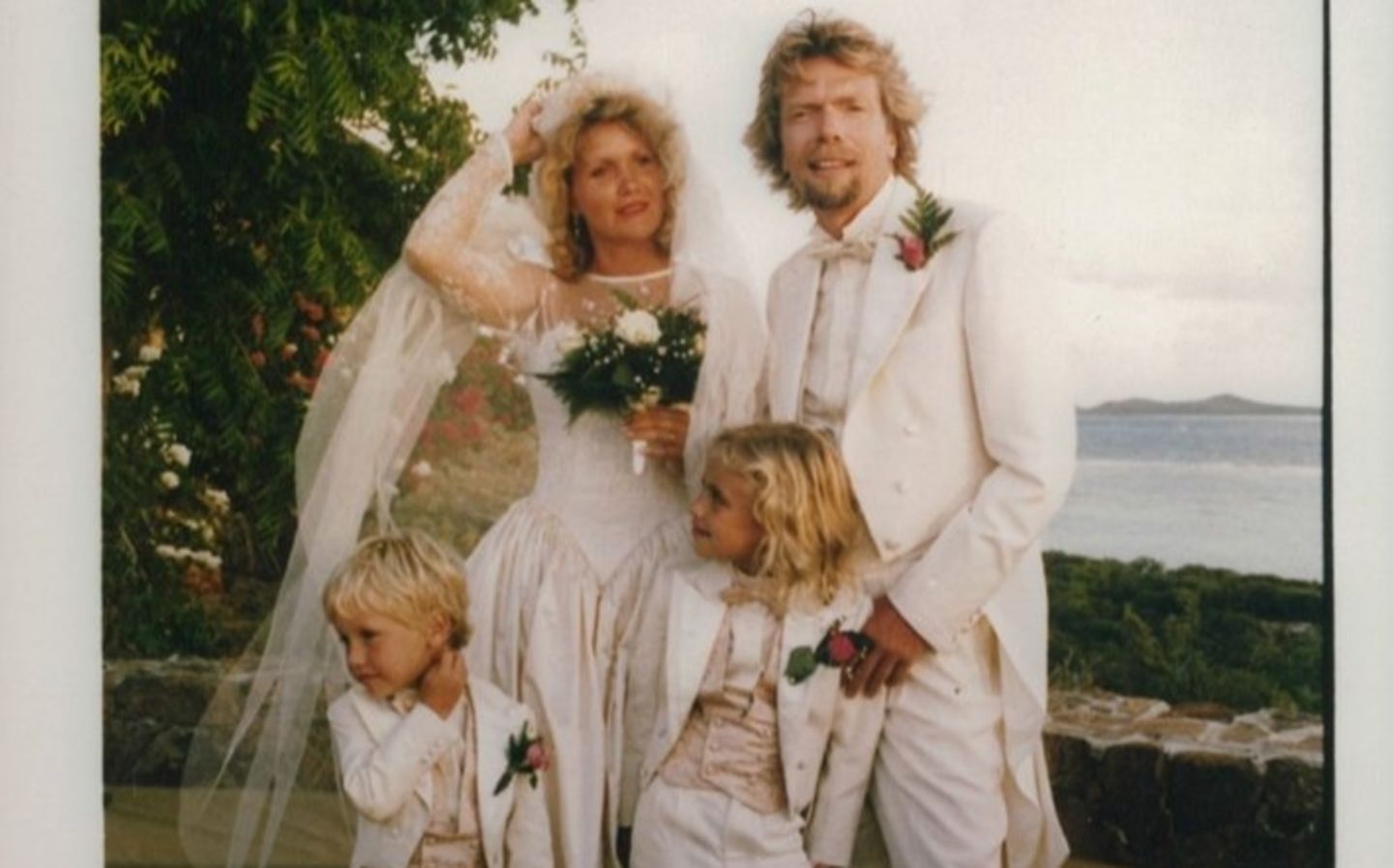 Richard Branson and his wife Joan on their wedding day with their children Holly and Sam