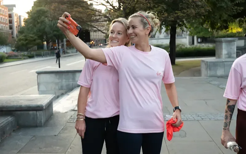 Holly Branson taking a selfie with another woman