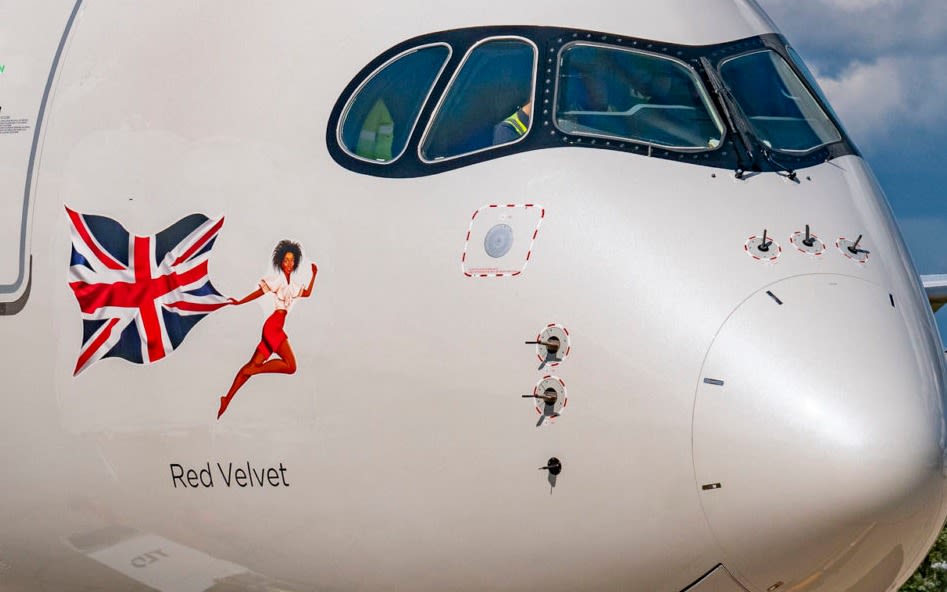 The Flying Icon on Virgin Atlantic's Red Velvet plane
