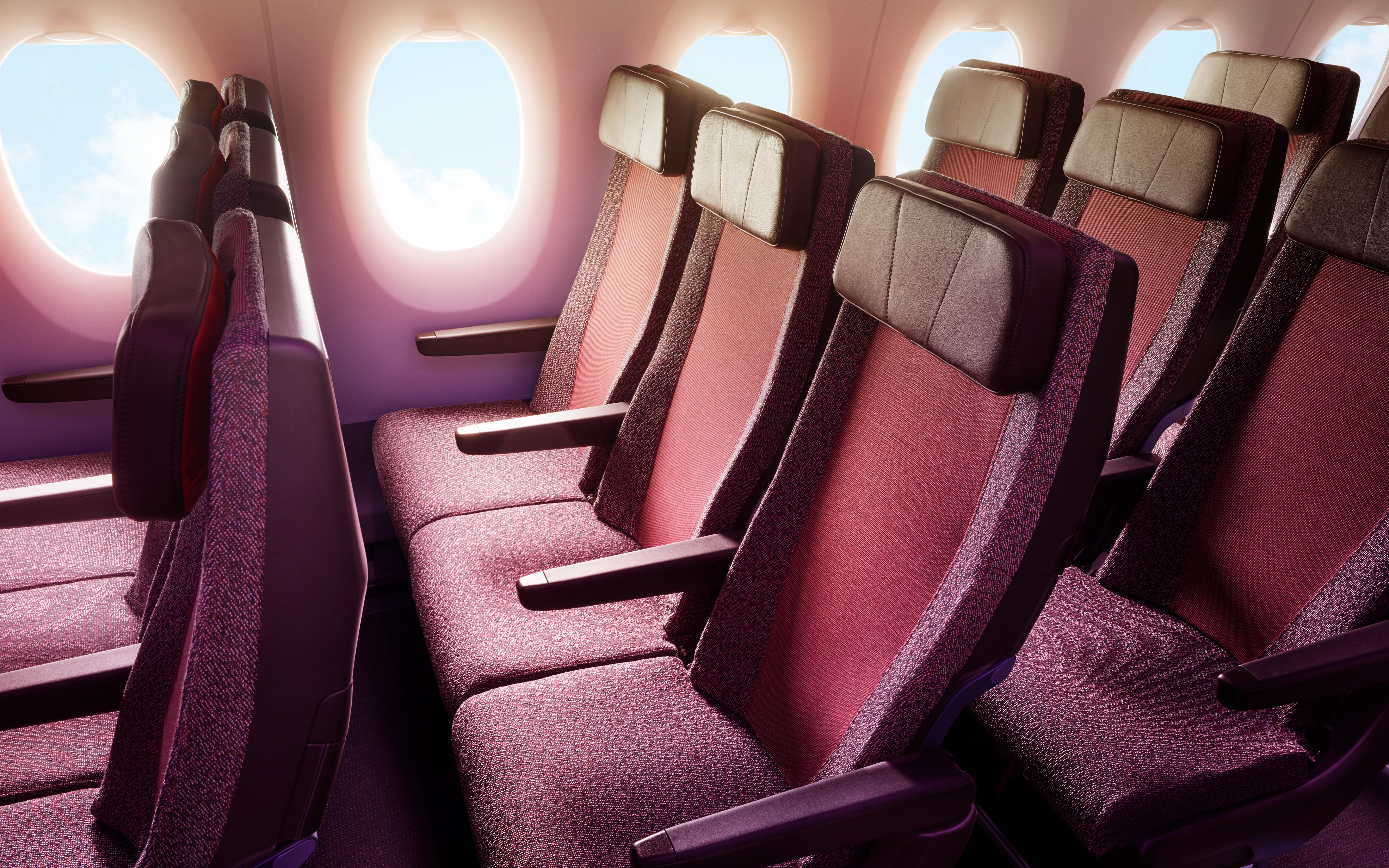 Image of Economy seats on a Virgin Atlantic Aircraft.