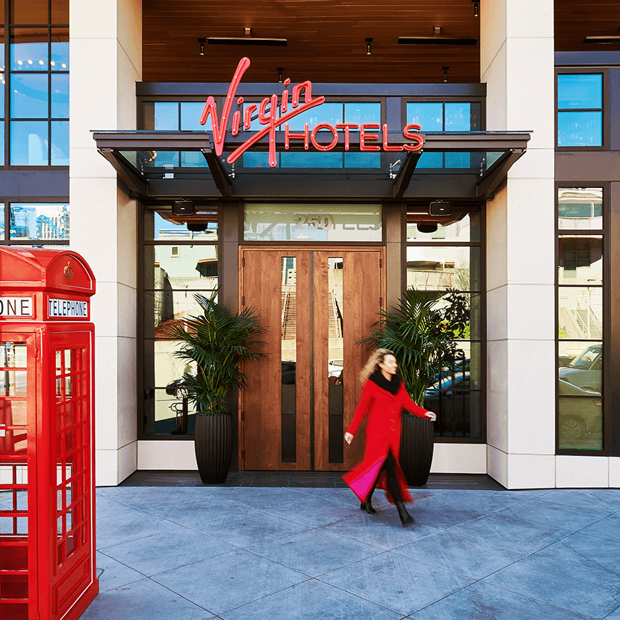 The entrance to Virgin Hotels San Francisco