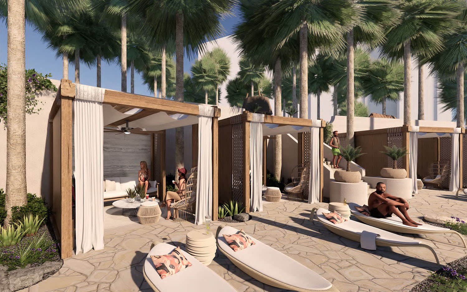 Render of the poolside at Virgin Hotels Las Vegas