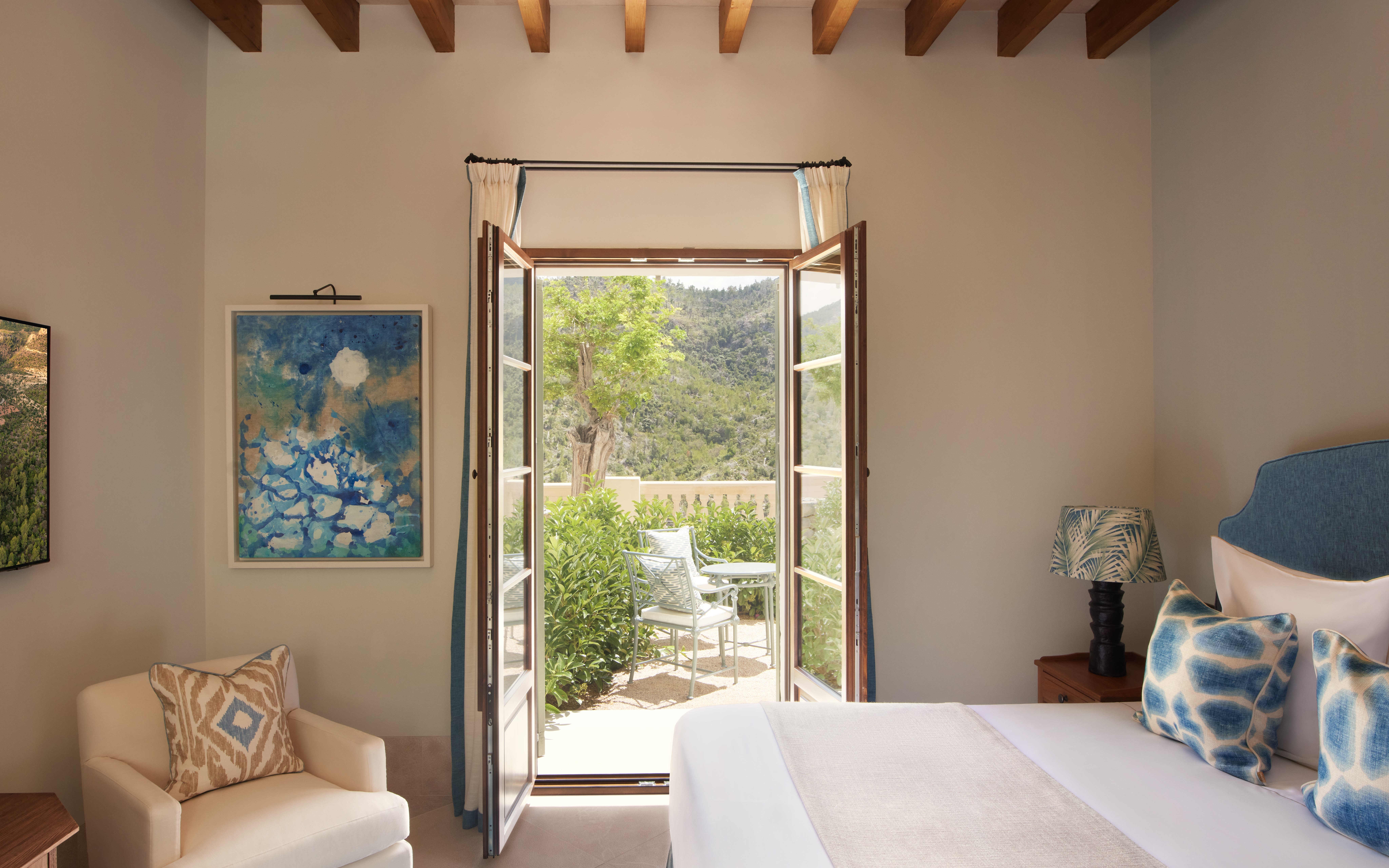 An image of a mountain view room in Virgin Limited Edition's Son Bunyola property 