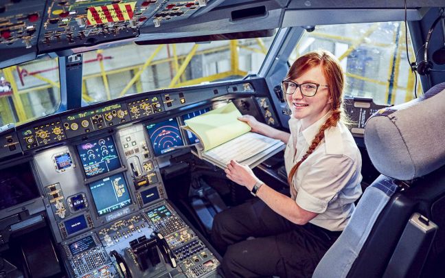 Sophie Kelly (Technical Operations Engineer) in the flight deck