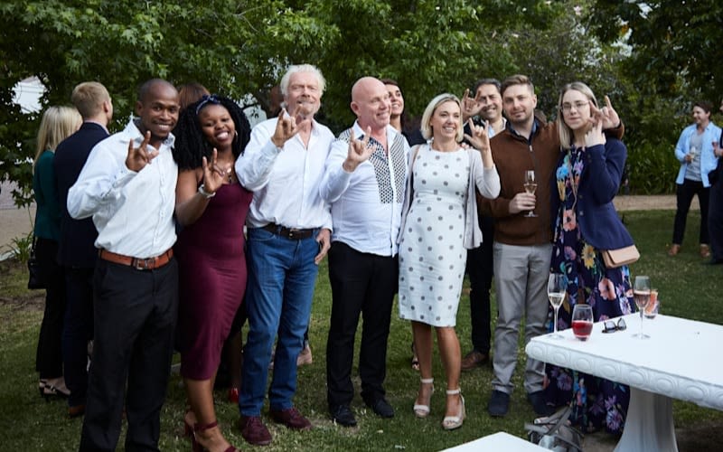 Richard Branson with attendees of the launch event for the Branson Centre of Entrepreneurship South Africa