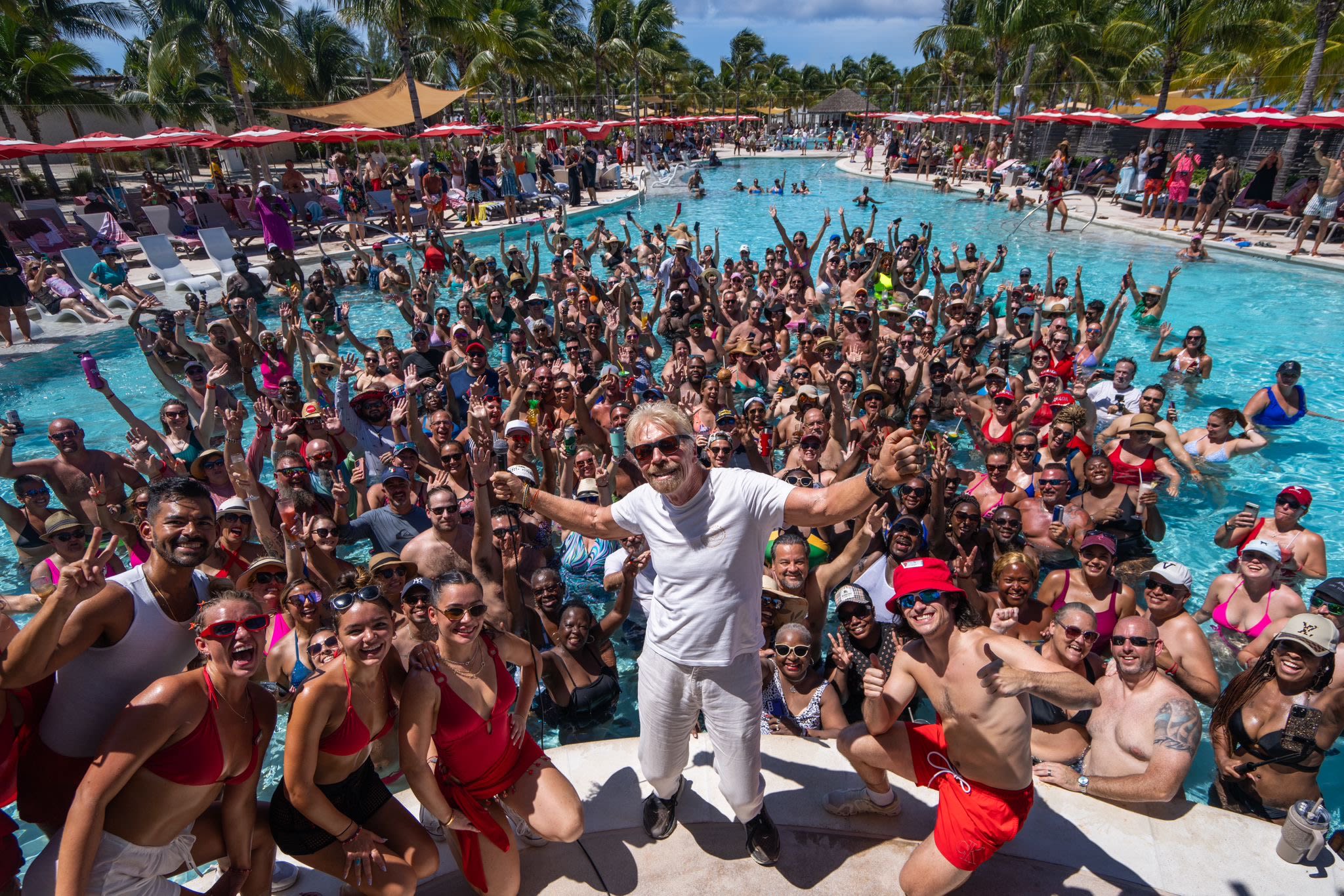 Richard Branson at Bimini beach club party