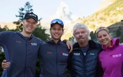 Richard, Holly and Sam Branson with Noah Devereux on The Strive Challenge