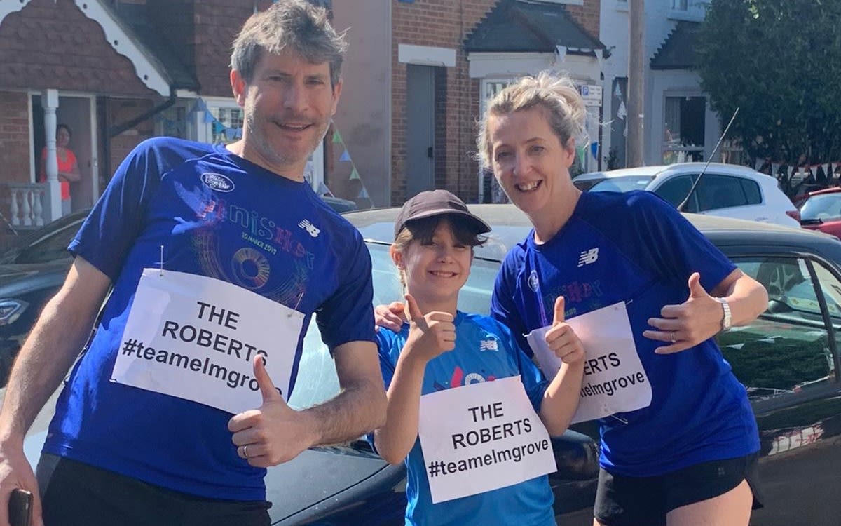 Matt Thomas' neighbours take part in the neighbourhood marathon